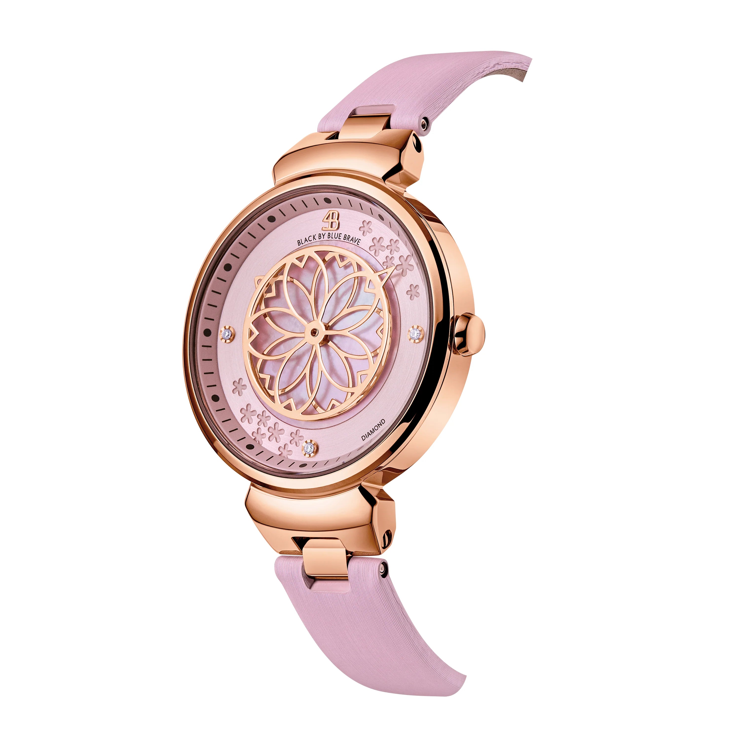 Pink Cherry Blossom Watch With Flower Ceramic Jewelleries（Earrings & Necklace）