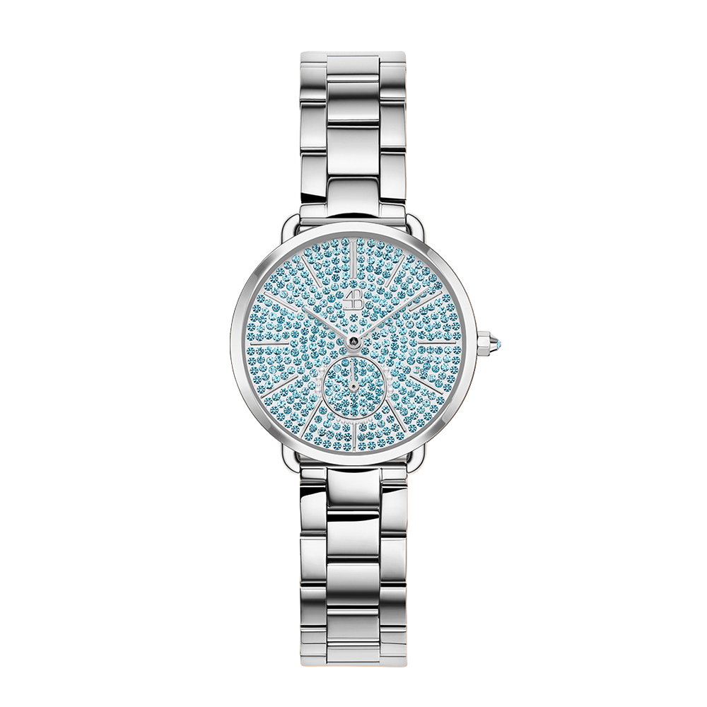 Lucky Star 28mm Blue Crystal Dial Silver Bracelet Watch