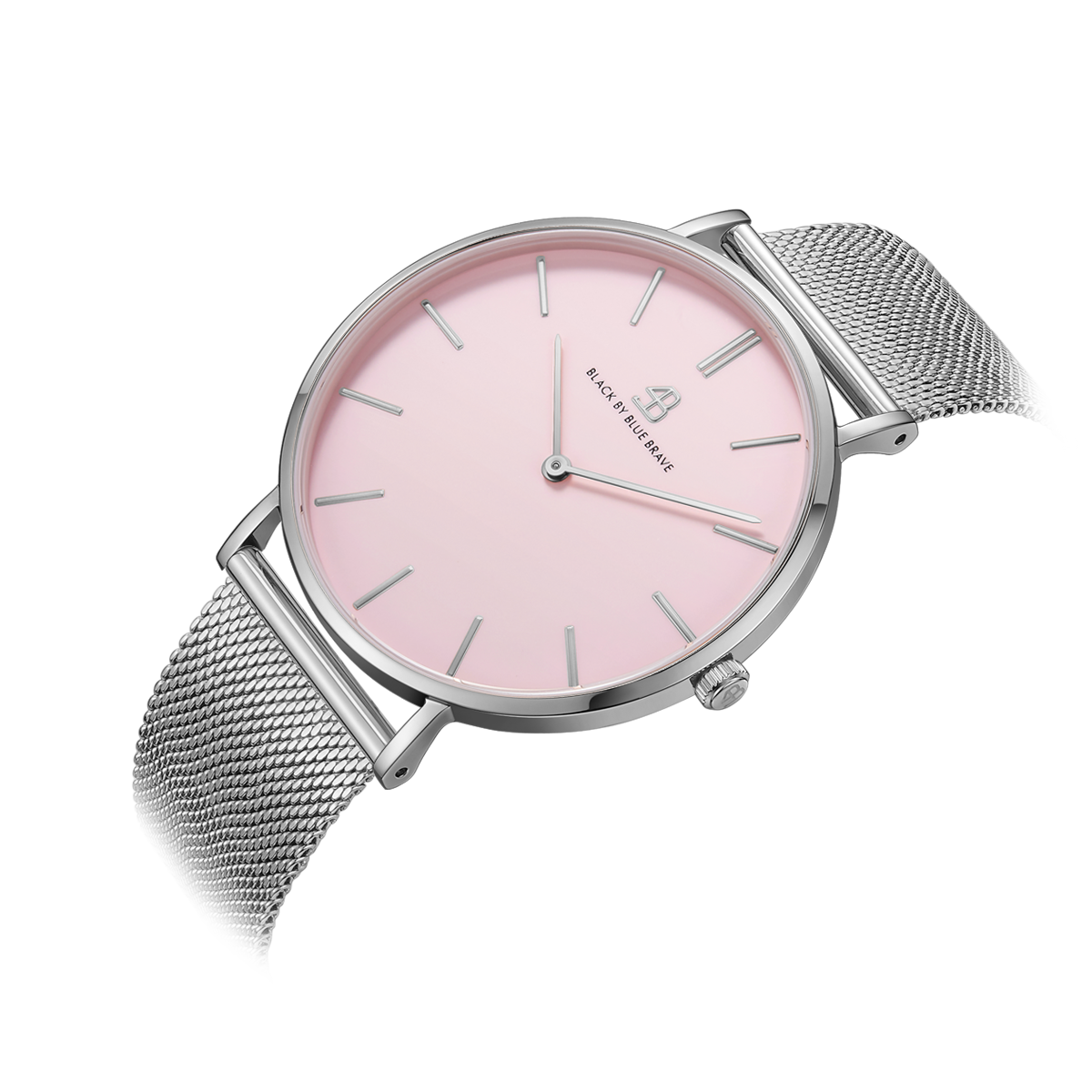 Classic 36mm Pink Dial Silver Case Meshband Watch