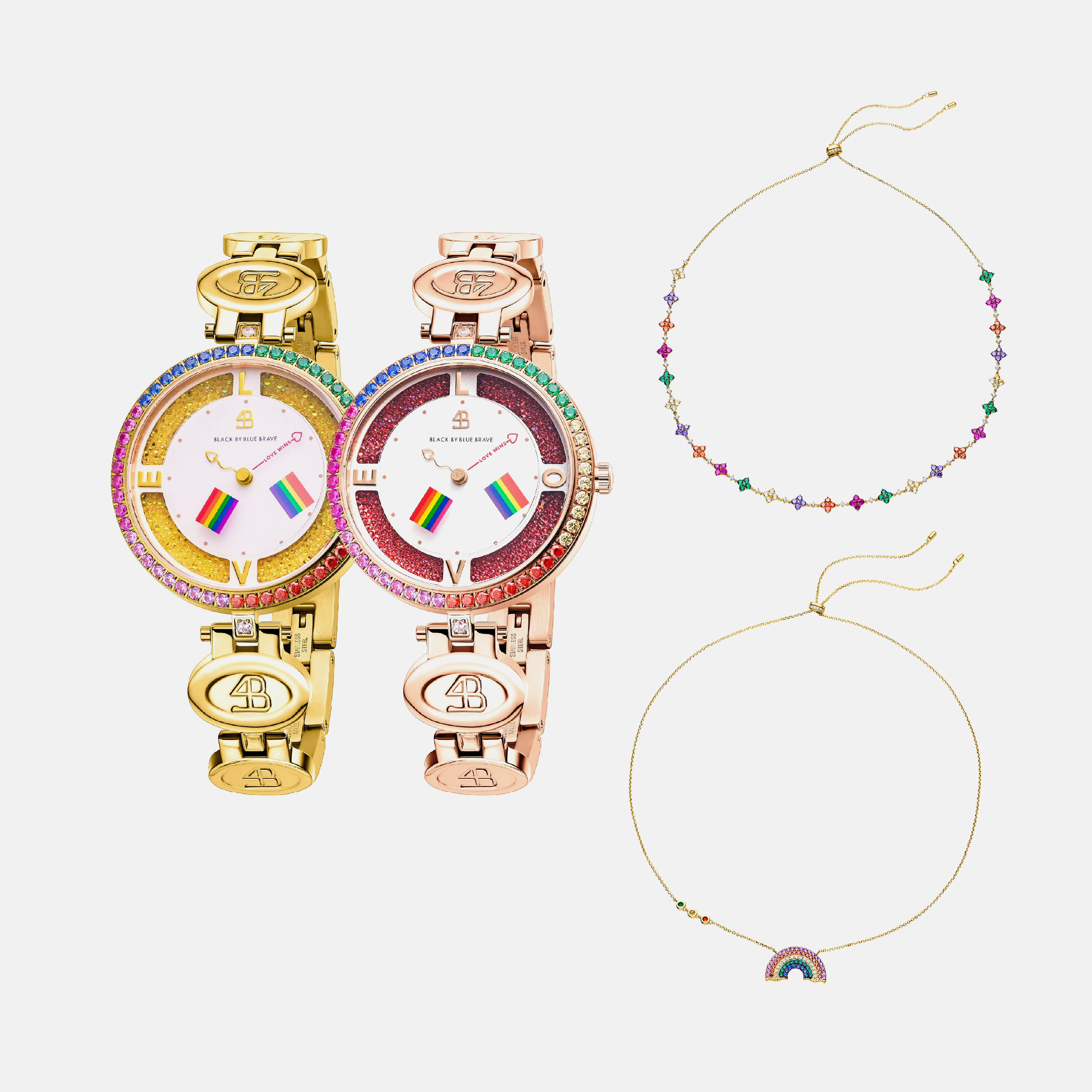 LOVE WINS 2024 COUPLE WATCH AND JEWELLRIES (CLOVER NECKLACE & RAINBOW PENDANT)