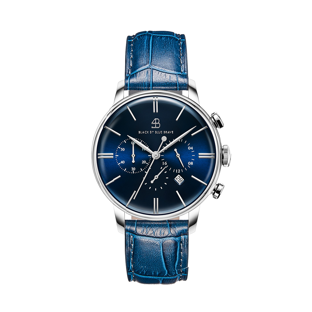 Classic 1986 42mm Chronograph Blue Dial Leather Strap Watch