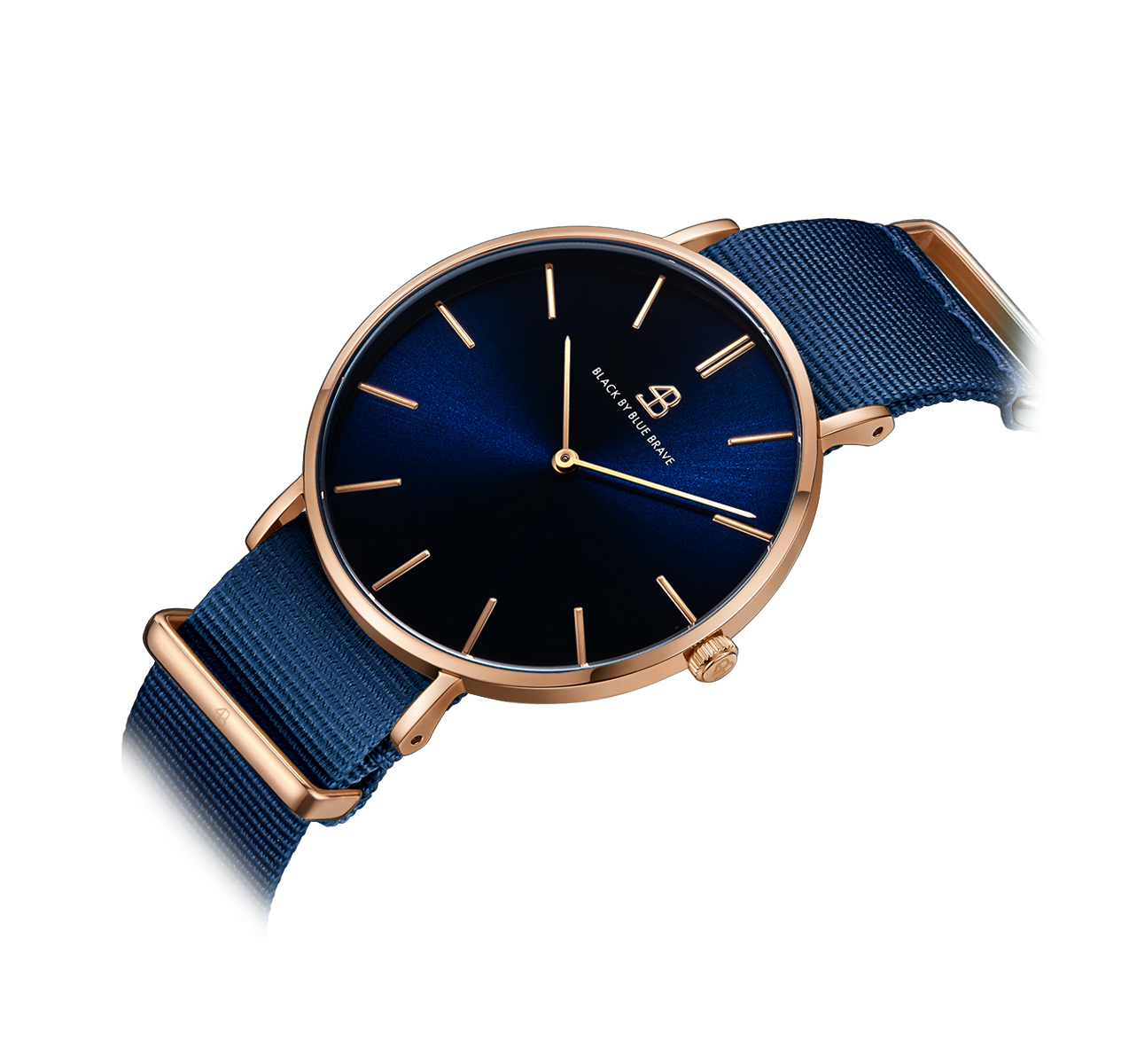 Classic 40mm Blue Dial Rosegold Case Blue Nylon Strap Watch