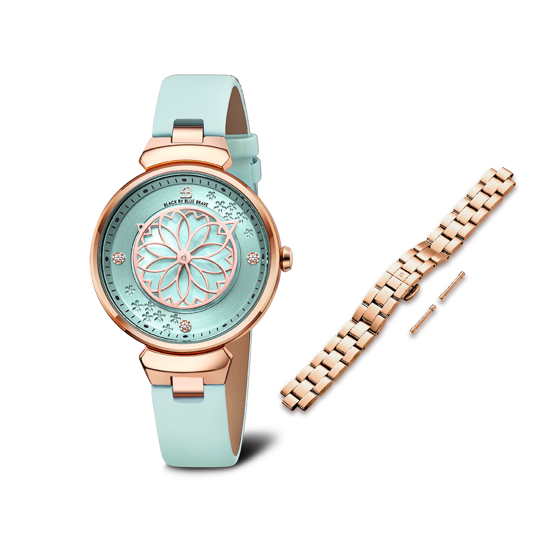 Blue Cherry Blossom Watch & Cherry Blossom Bracelet