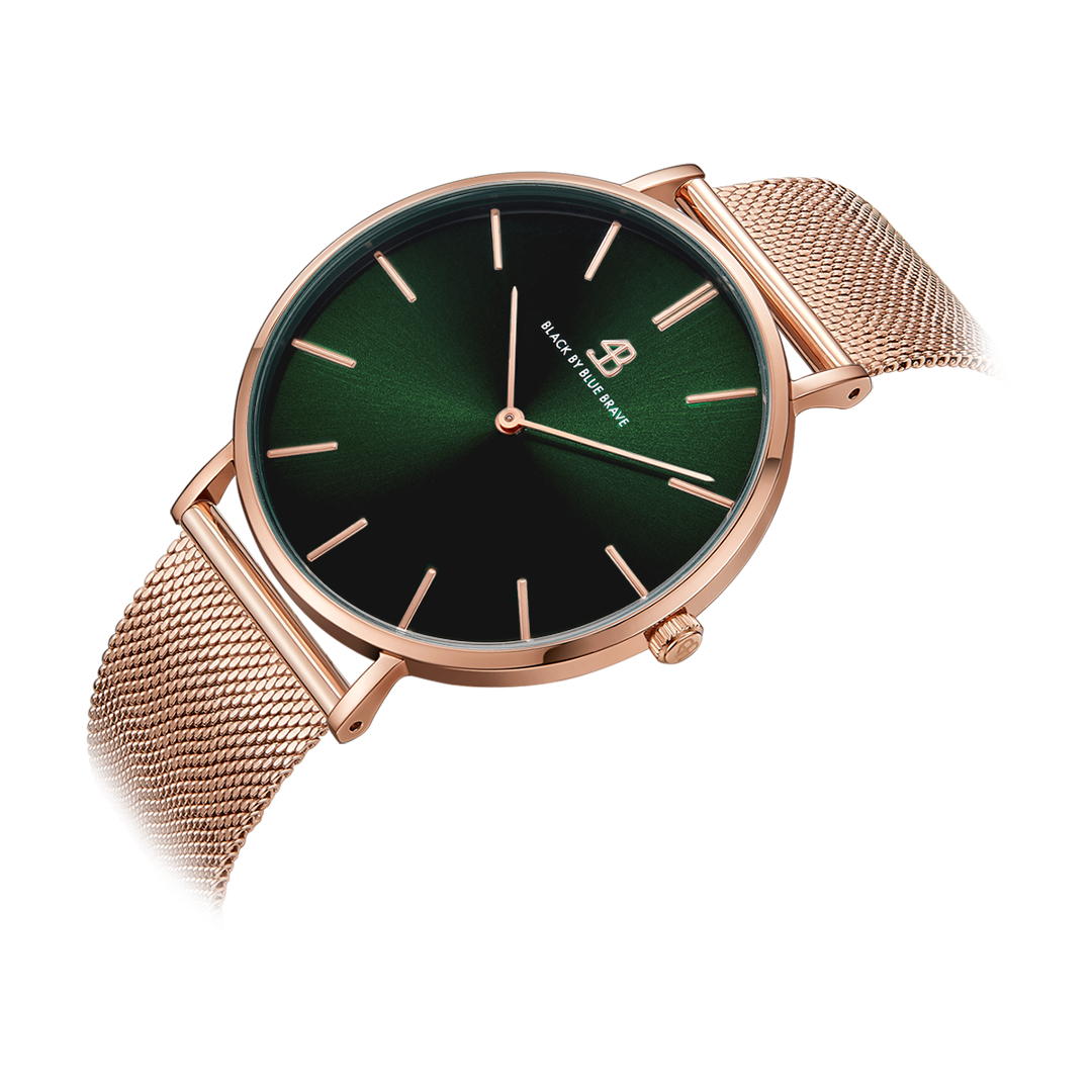 Classic 40mm Green Dial Rosegold Meshband Watch