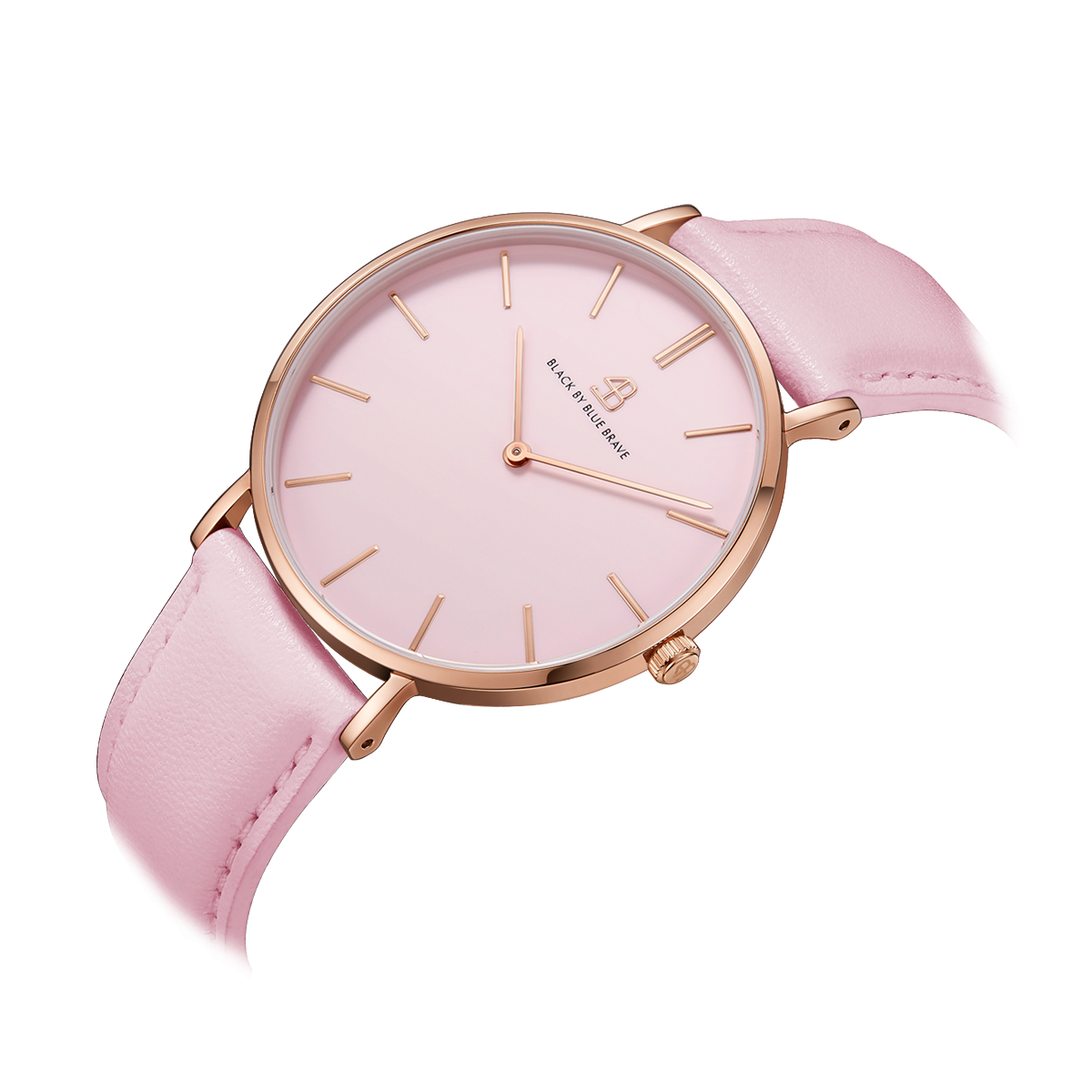 Classic 36mm Pink Dial Rosegold Case Pink Leather Strap Watch