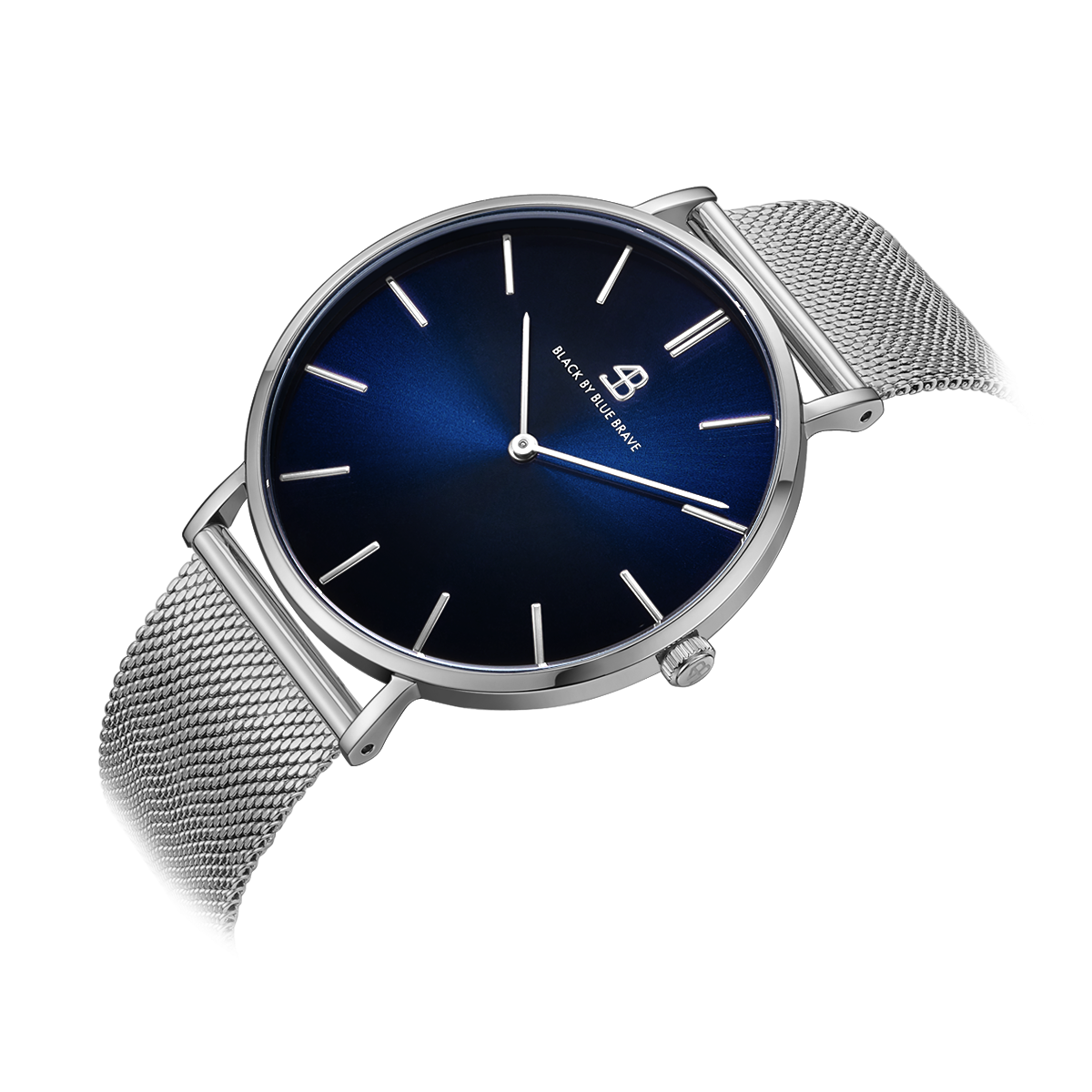 Classic 40mm Blue Dial Silver Case Meshband Watch