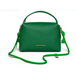 PLQ DARK GREEN LEATHER HANDBAG - BLACK BY BLUE BRAVE