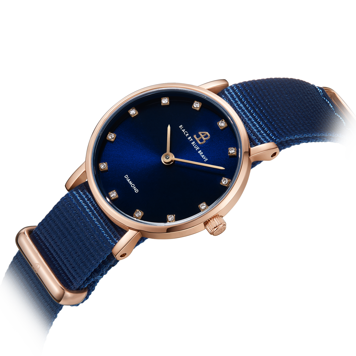 Diamond in the Hand 26mm Blue Dial Genuine Diamond Markers Nylon Strap Watch