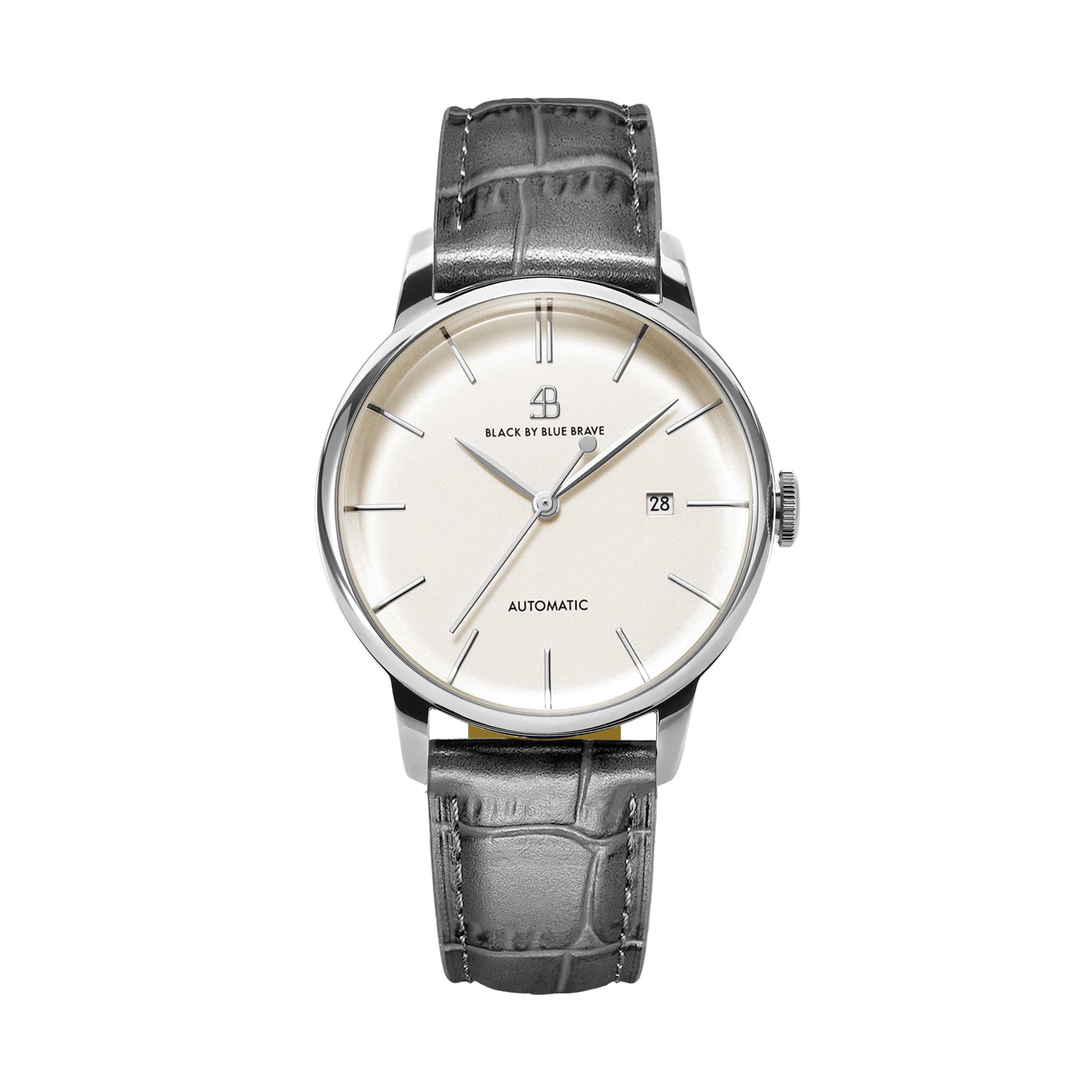 Classic 1986 42mm White Dial Grey Leather Strap Automatic Watch