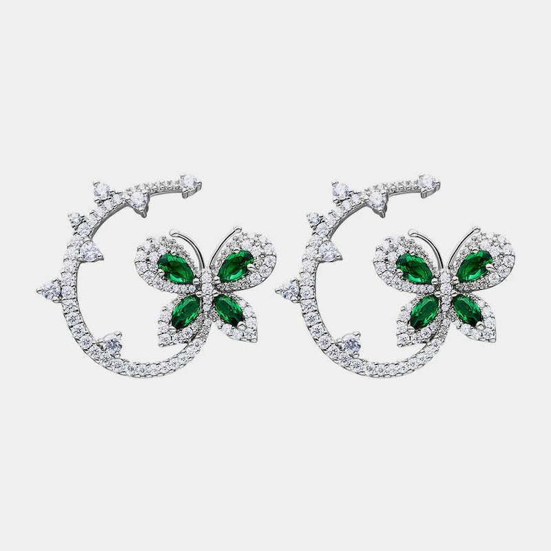 CLASSIC EMERALD BUTTERFLY EARRINGS