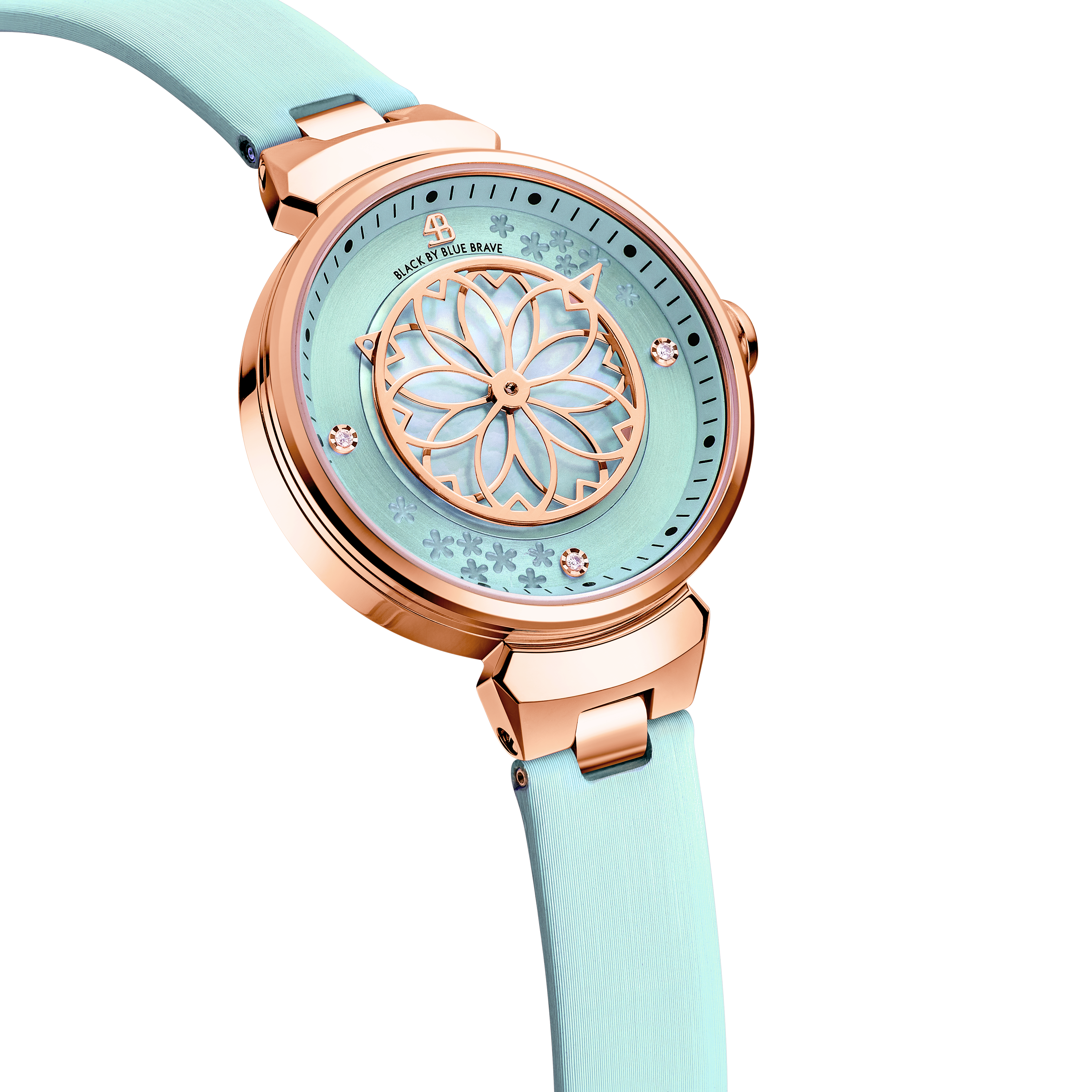 Blue Cherry Blossom Watch With Flower Ceramic Jewelleries (Earrings & Bracelet & Necklace) - BLACK BY BLUE BRAVE