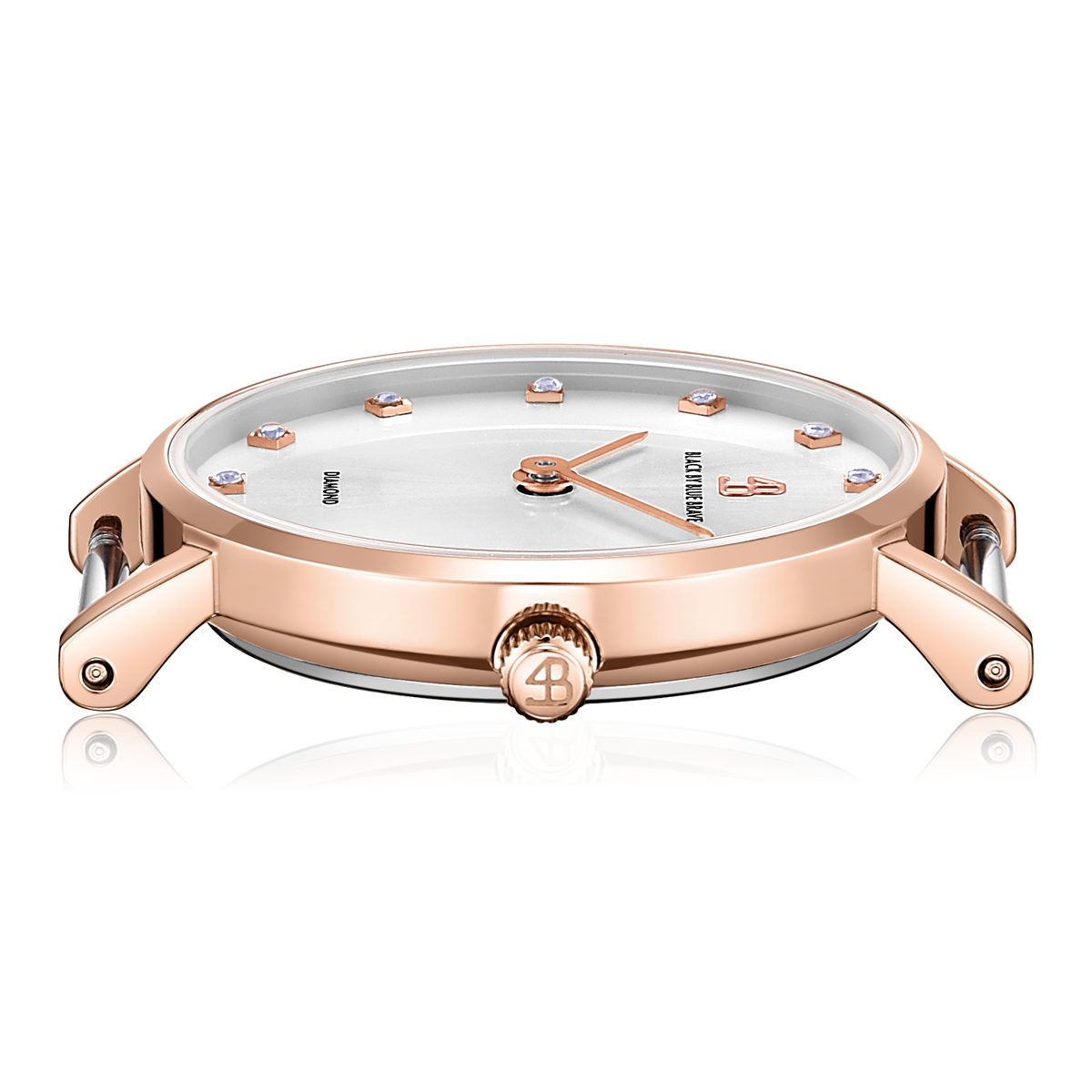 Diamond In The Hand 26mm White Dial Genuine Diamond Markers Rosegold Case Royal Blue Leather Strap Watch