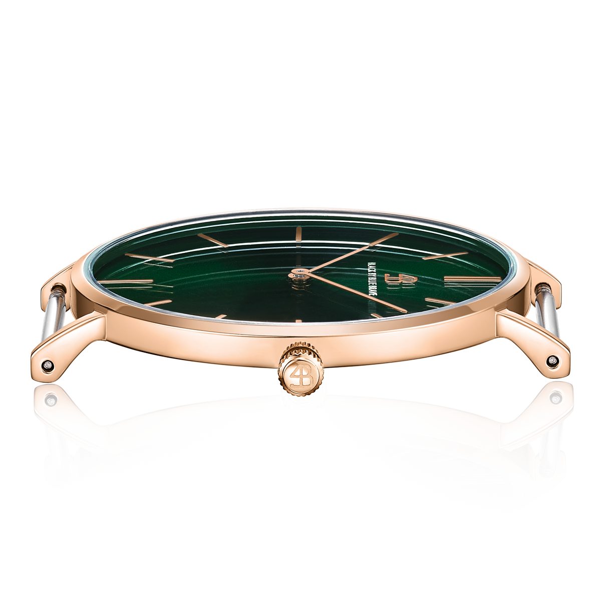 Classic 40mm Green Dial Rose Gold Case Green Leather Strap Watch