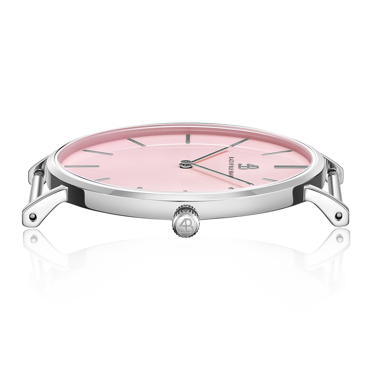 Classic 36mm Pink Dial Silver Case Pink Leather Strap Watch