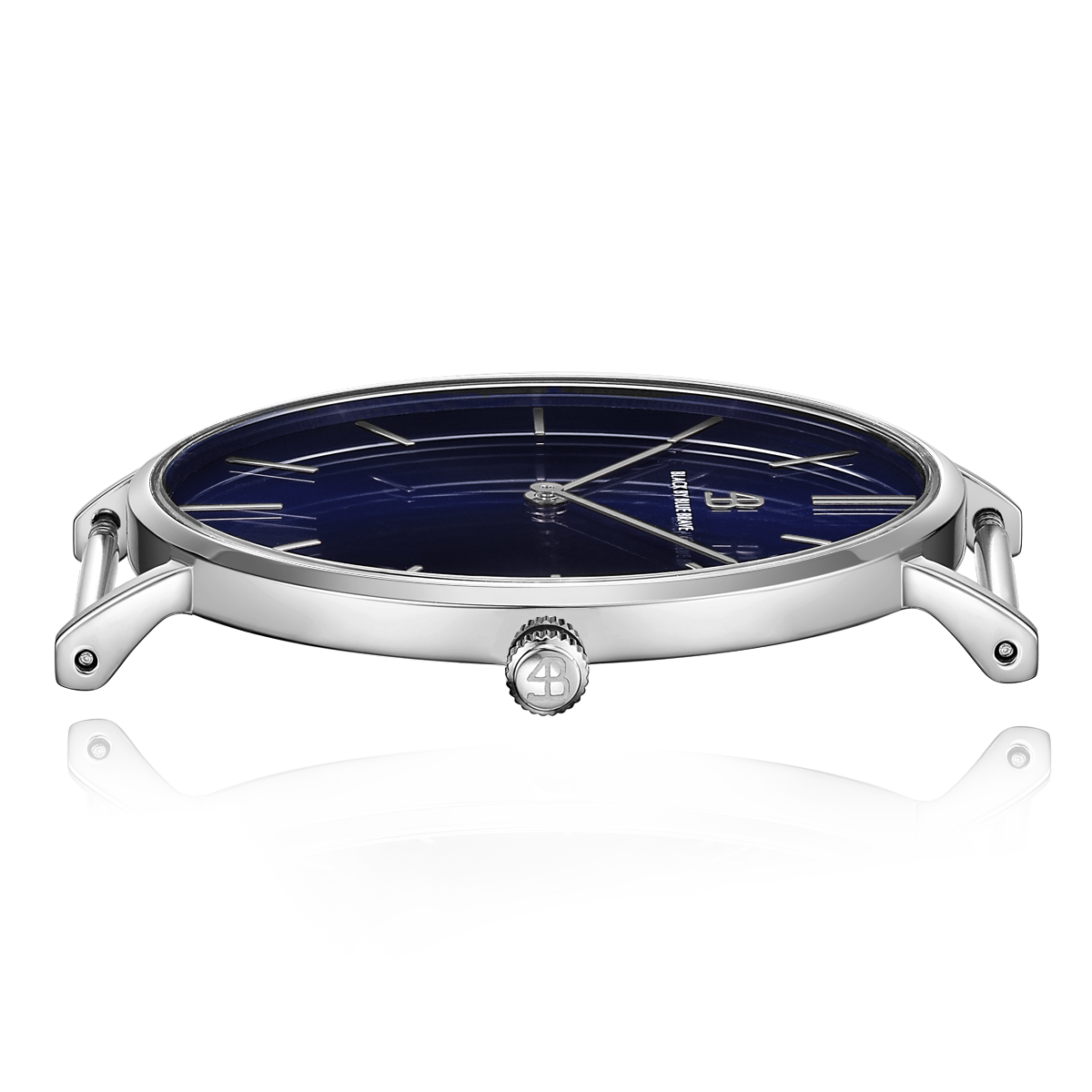 Classic 40mm Blue Dial Silver Case Blue Leather Strap Watch