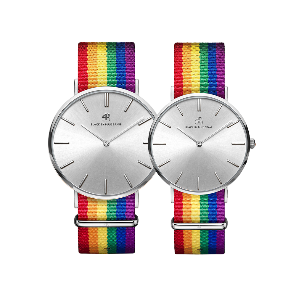 Love Wins 36mm/40mm Silver Case Rainbow Nylon Strap Watch