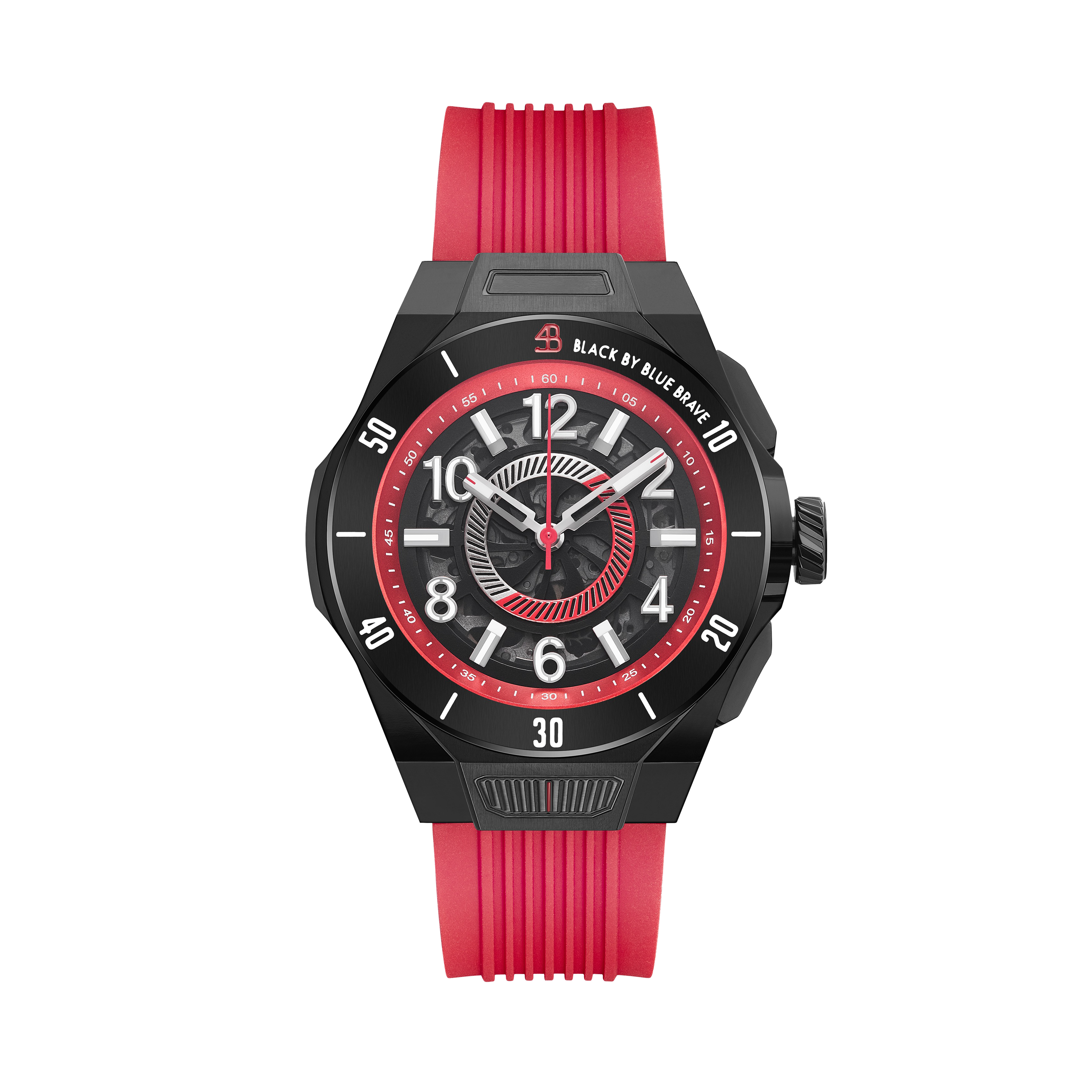 HS7 43mm Red Wheel Dial Red Silicon Strap Automatic Watch
