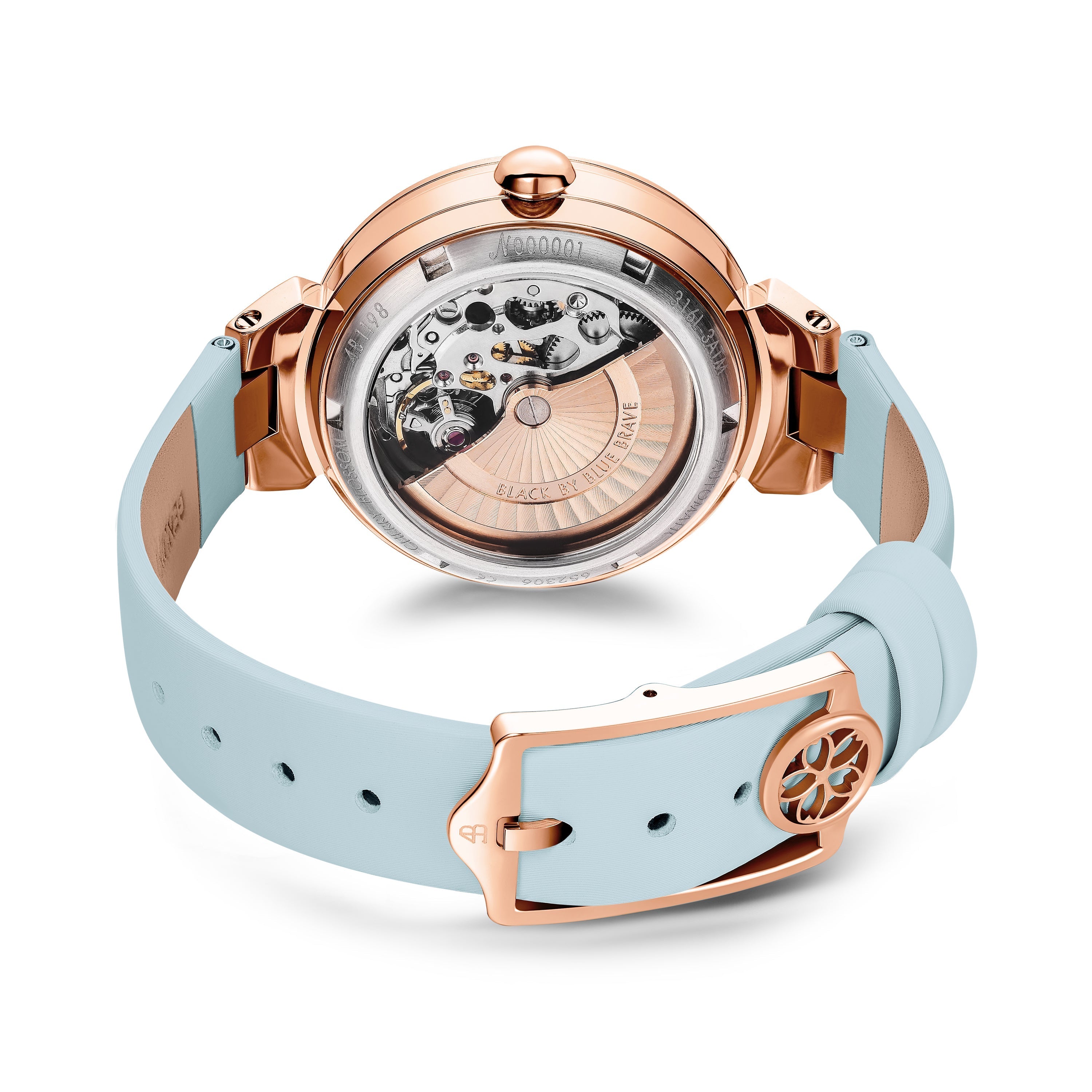 BLUE CHERRY BLOSSOM 36MM AUTOMATIC WATCH & FLOWER CERAMIC  JEWELLERIES（EARRINGS & BRACELET）