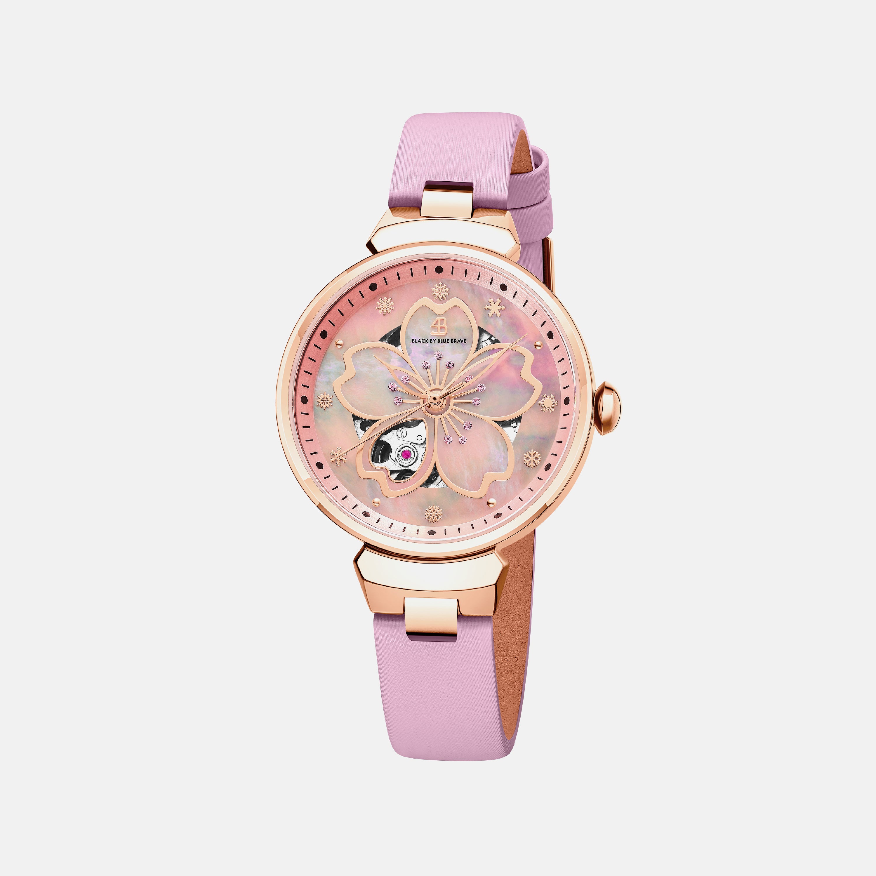 PINK CHERRY BLOSSOM 36MM AUTOMATIC WATCH & ROSEGOLD BRACELET & PINK CERAMIC