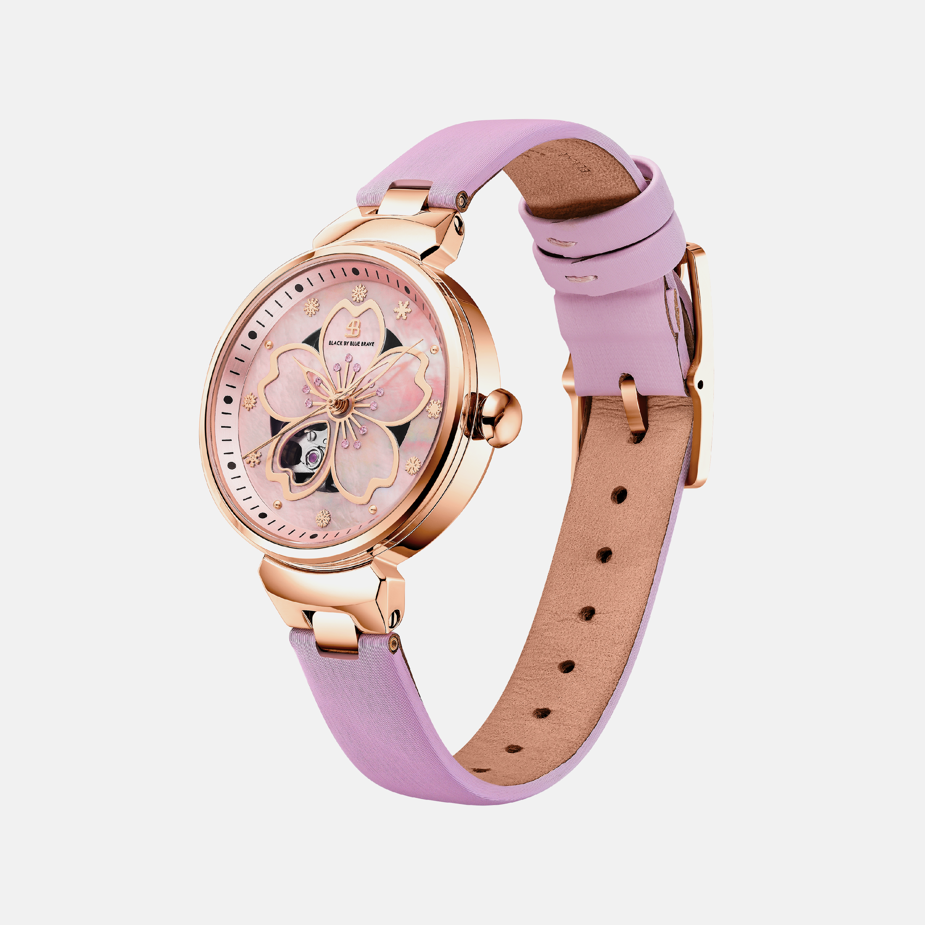 PINK CHERRY BLOSSOM 36MM AUTOMATIC WATCH & ROSEGOLD BRACELET & PINK CERAMIC