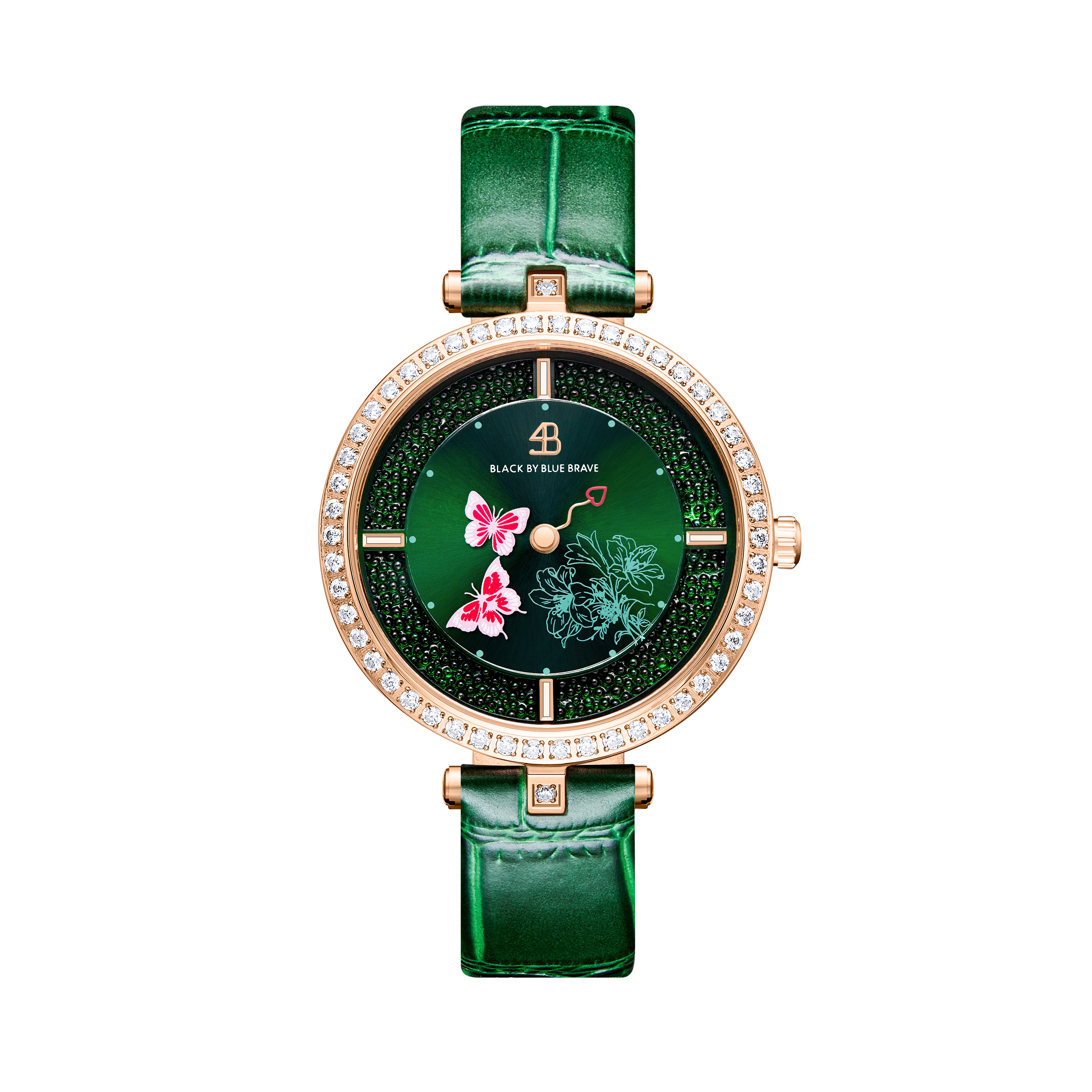 Green Butterfly Lovers Watch With Butterfly Lovers Clover Bracelet & Necklace