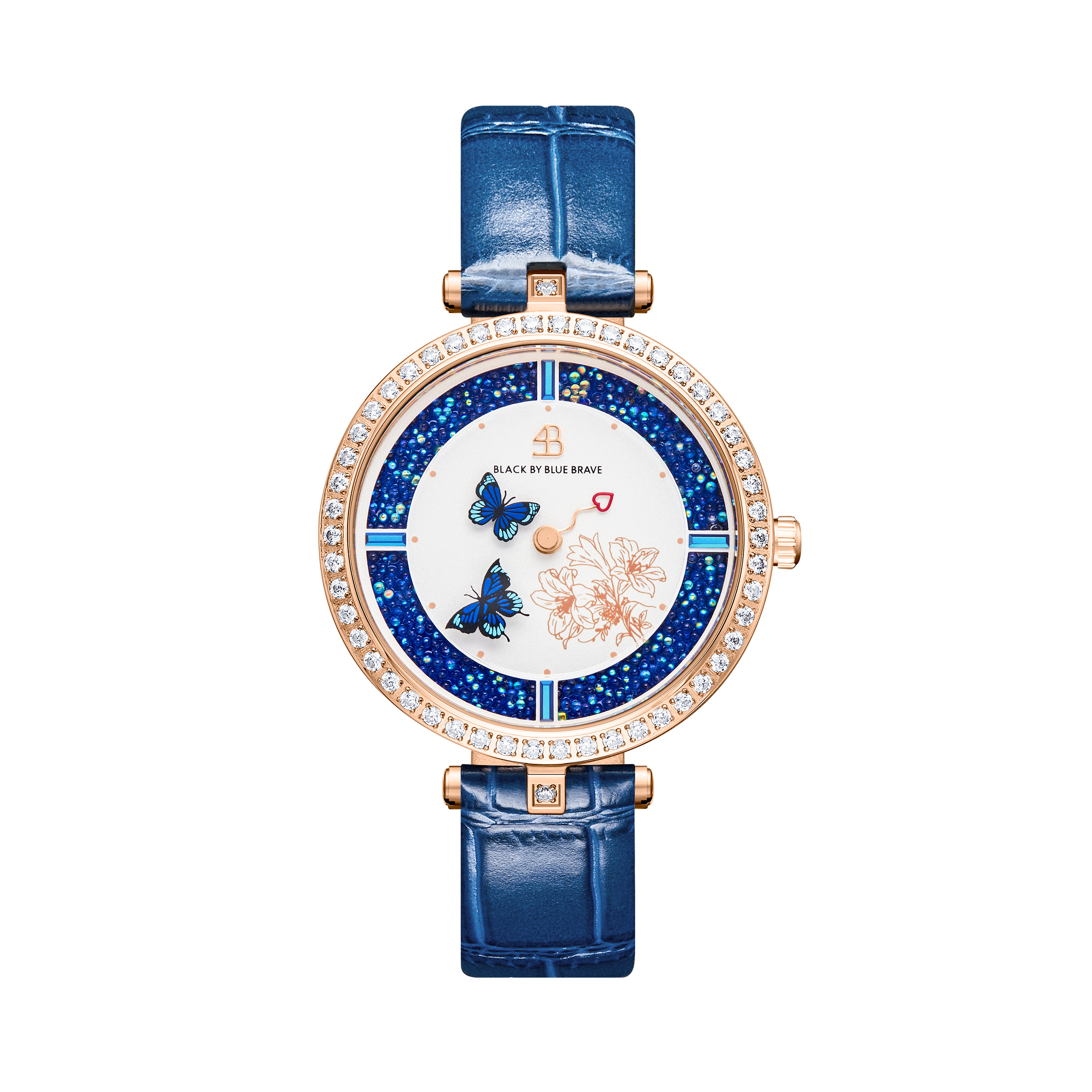 Blue Butterfly Lovers Watch With Butterfly Lovers Clover Bracelet & Necklace