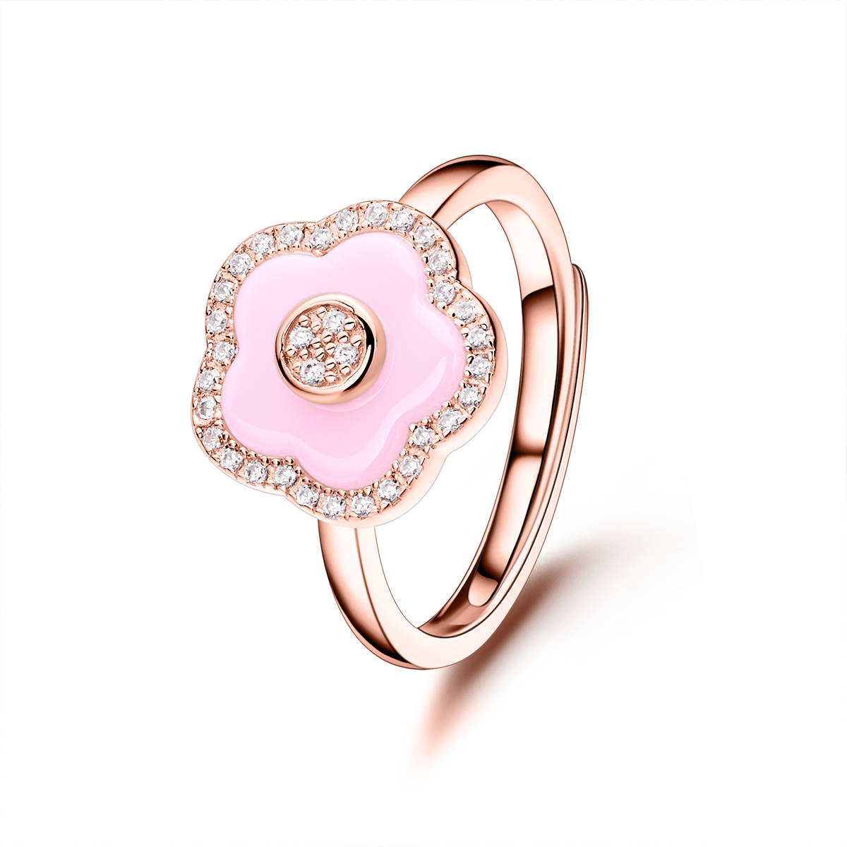 Cherry Blossom Diamond & Flower Ceramic Ring