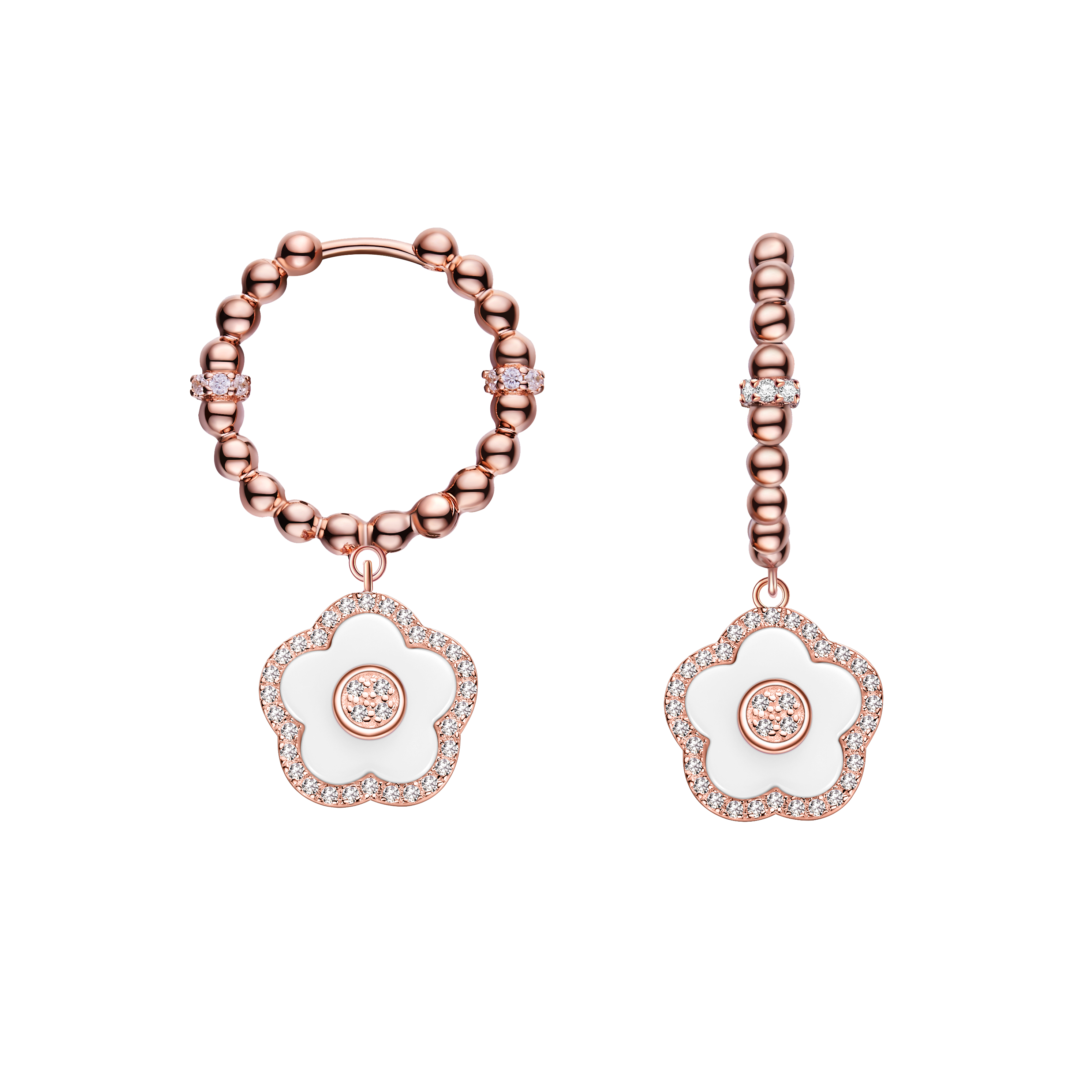 PINK CHERRY BLOSSOM WATCH WITH FLOWER CERAMIC  JEWELLERIES（EARRINGS & BRACELET）