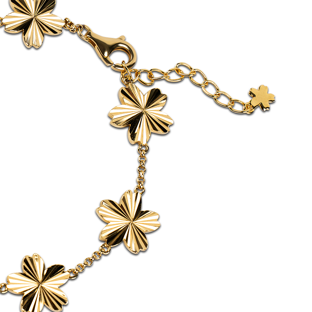 Cherry Blossom Gleam 7-Flower Gold Bracelet (18K Gold Plated)