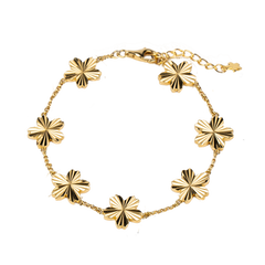 Cherry Blossom Gleam 7-Flower Gold Bracelet (18K Gold Plated)