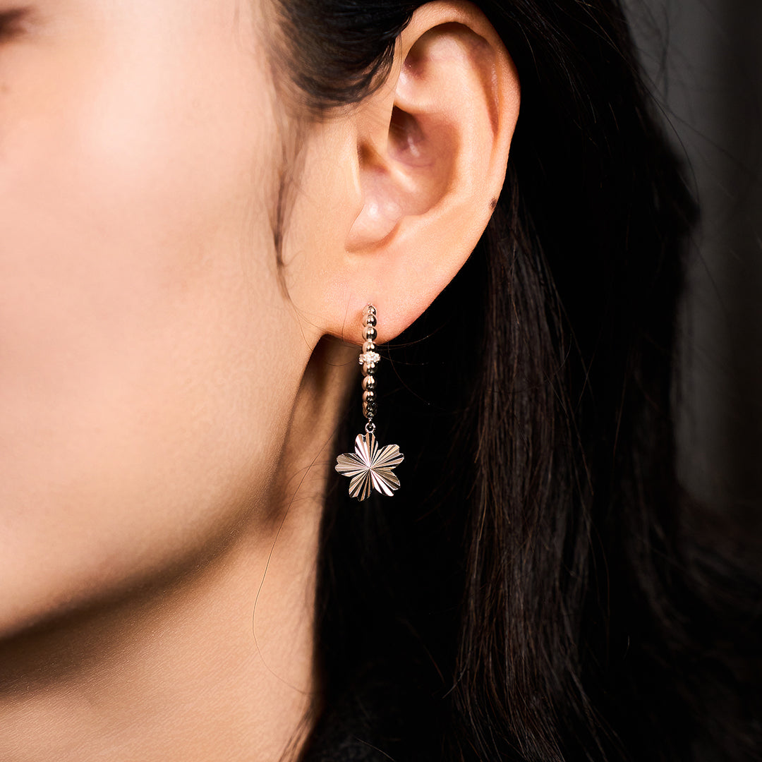 Cherry Blossom Gleam Sakura Silver Earrings (Platinum Plated)