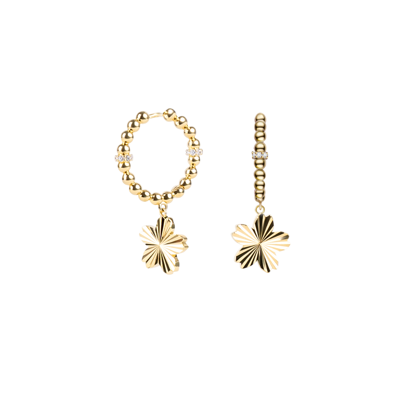 Cherry Blossom Gleam Sakura Gold Earrings (18K Gold Plated)