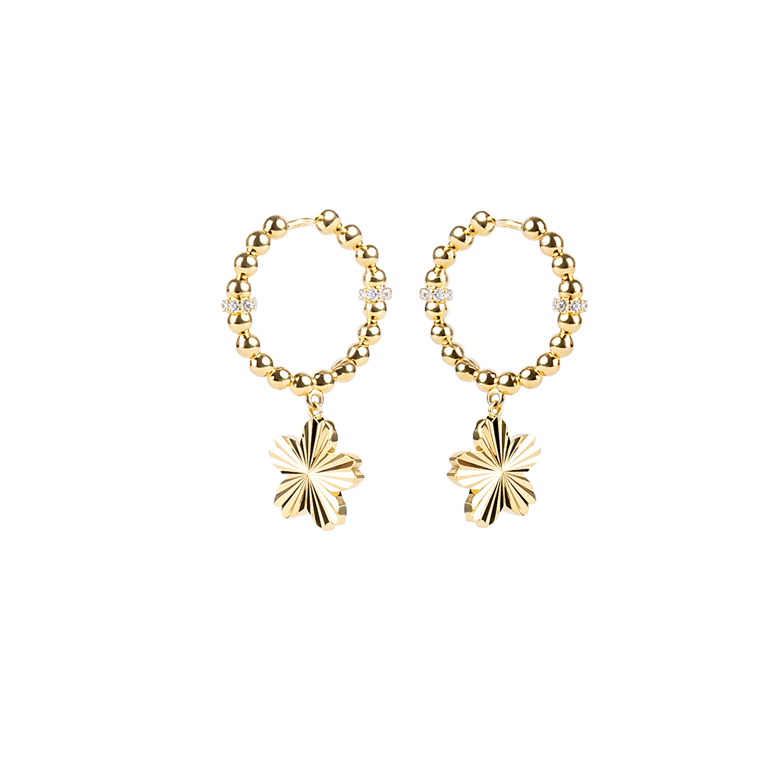 Cherry Blossom Gleam Sakura Gold Earrings (18K Gold Plated)