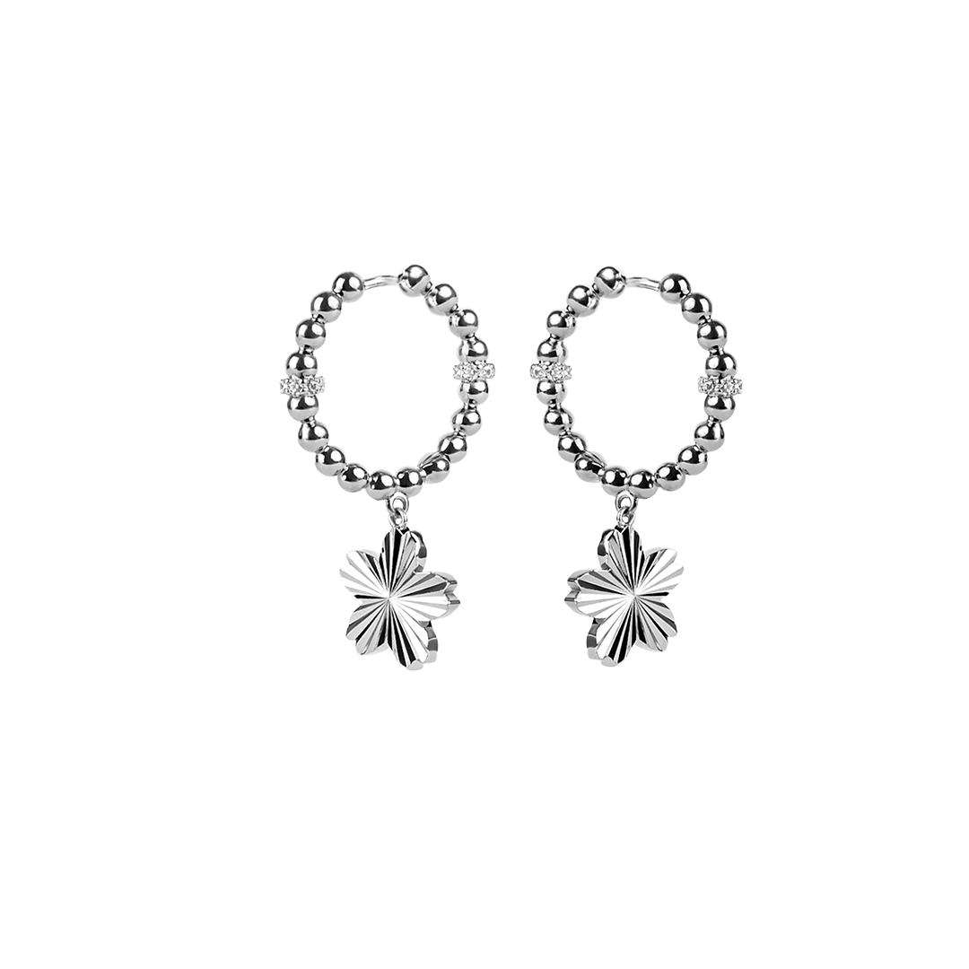 Cherry Blossom Gleam Sakura Silver Earrings (Platinum Plated)