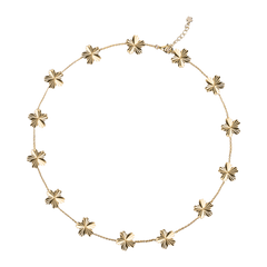 Cherry Blossom Gleam 14-Flower Shine Light Sakura Gold Necklace (18K Gold Plated)