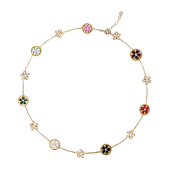 Cherry Blossom Symphony Enamel 14-Flower Sakura Gold Necklace (18K Gold Plated)