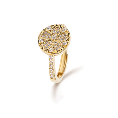 Cherry Blossom Symphony Pavé Sakura Gold Adjustable Ring (18K Gold Plated)