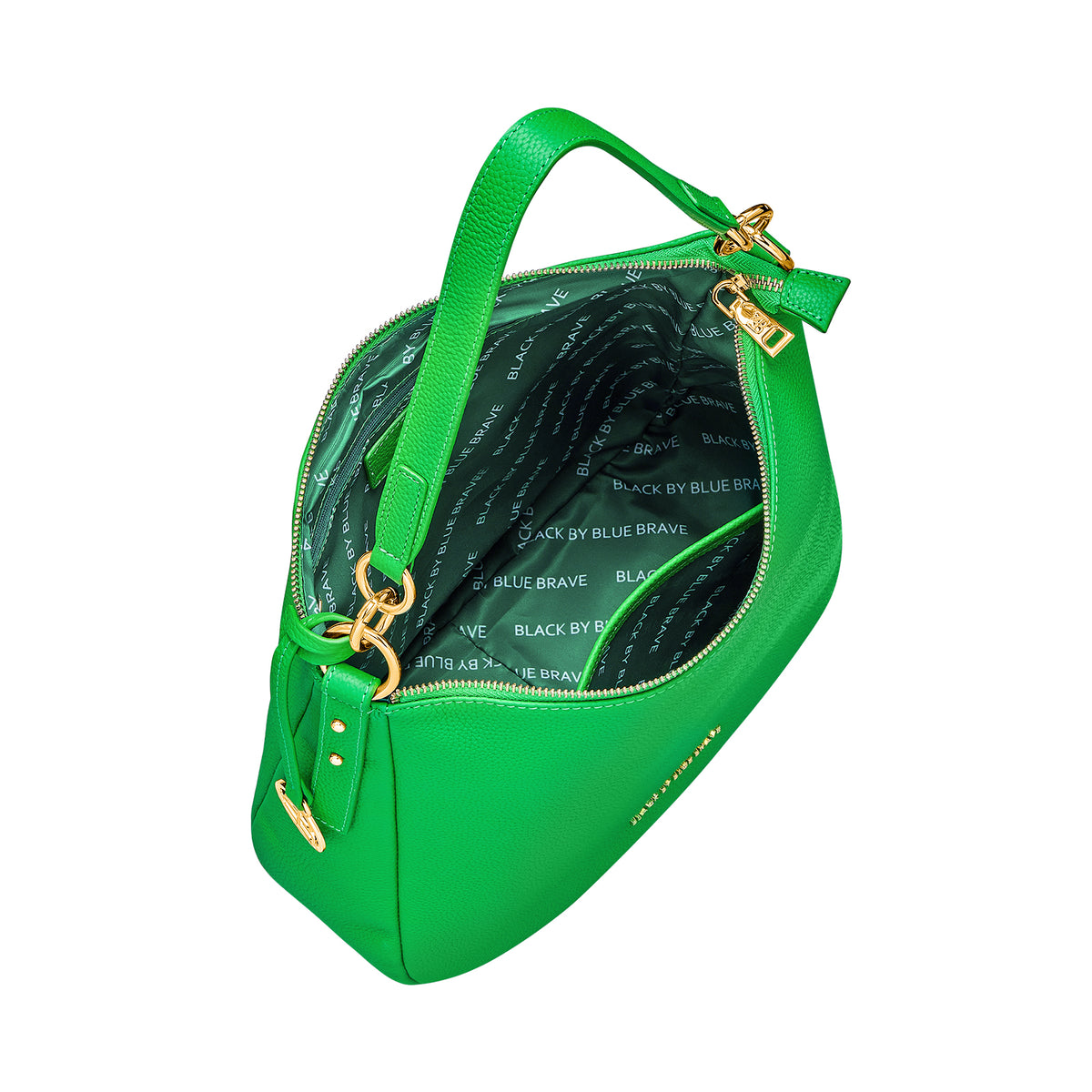 AMK GREEN LEATHER HANDBAG - BLACK BY BLUE BRAVE