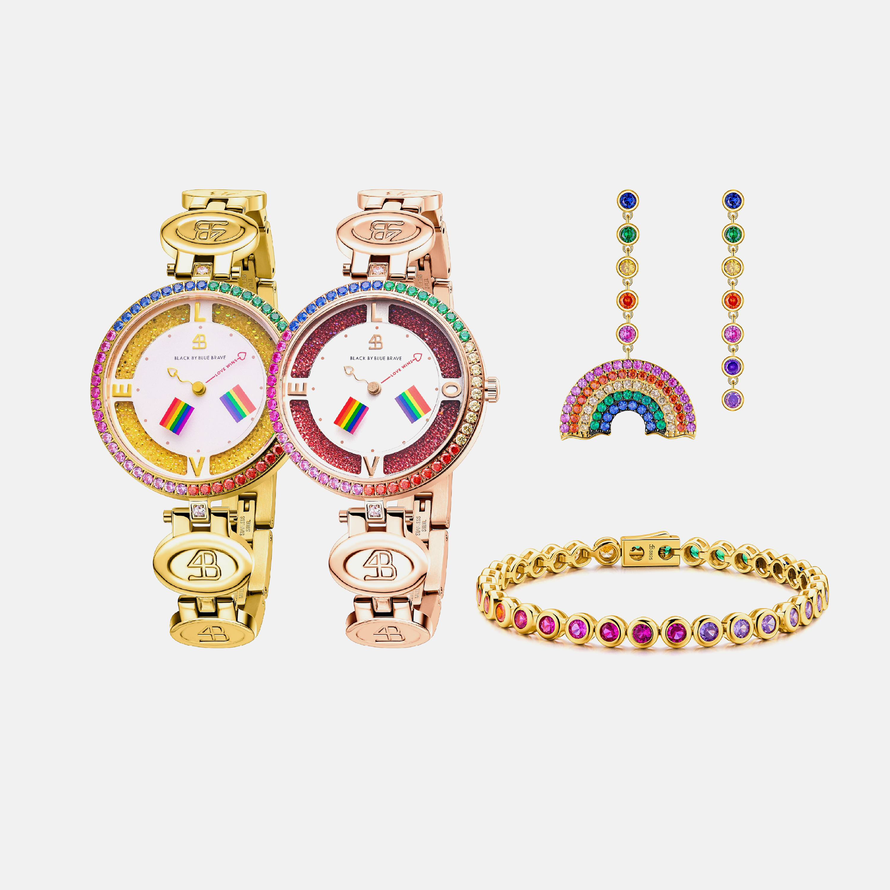 LOVE WINS 2024 COUPLE WATCH AND JEWELLRIES (RADIANT BRACELET & RAINBOW EARRINGS)