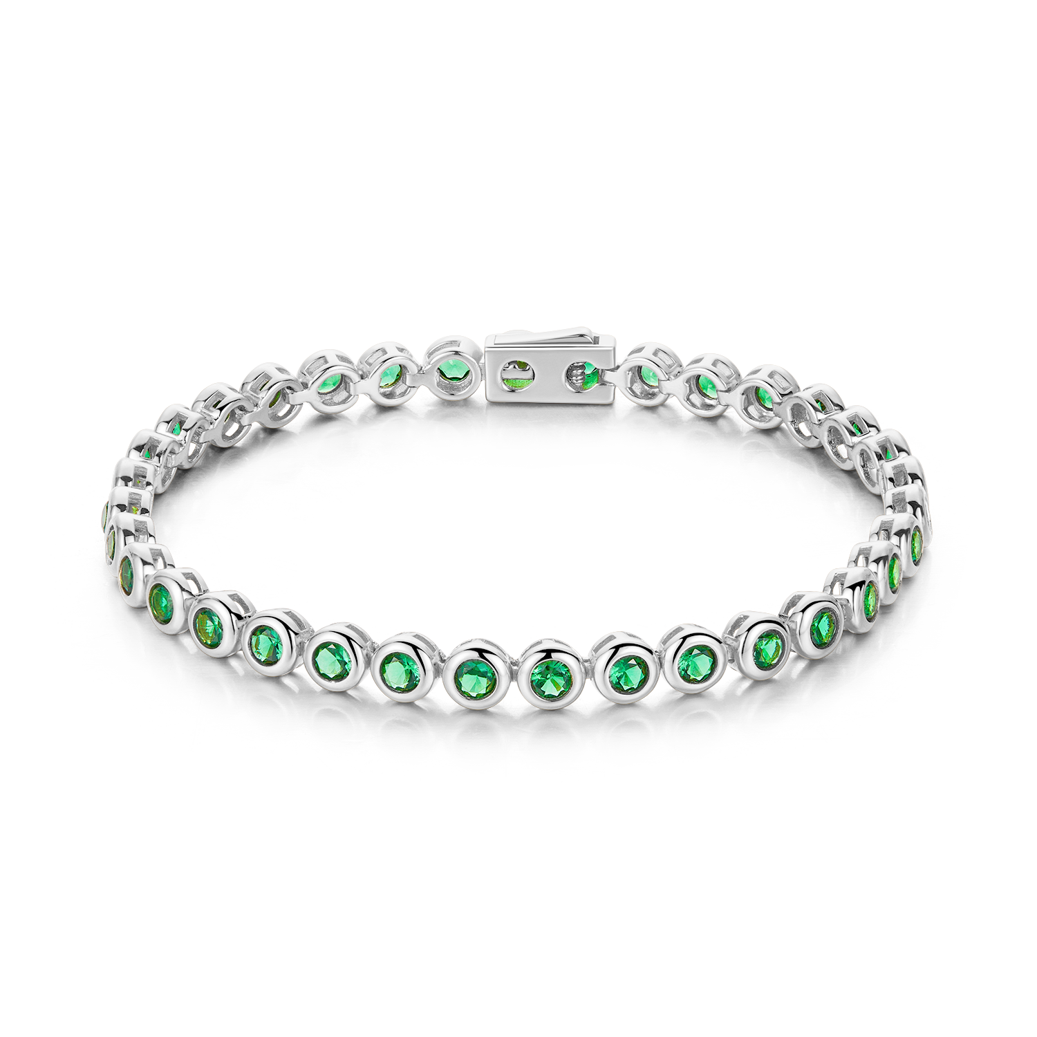 Love Wins Green Cubic Zirconia Tennis Bracelet (Sterling Sliver, Platinum Plated)