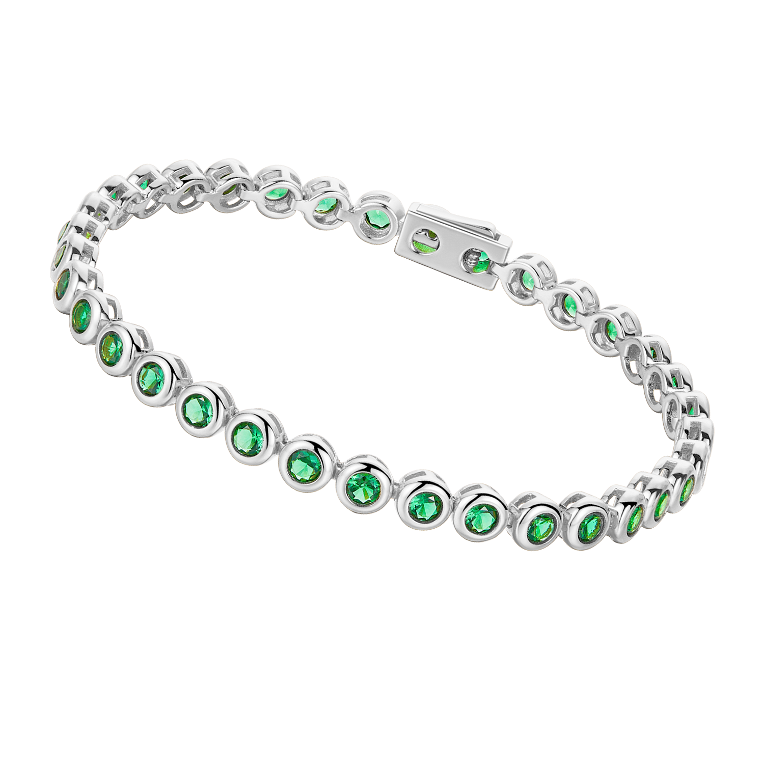 Love Wins Green Cubic Zirconia Tennis Bracelet (Sterling Sliver, Platinum Plated)