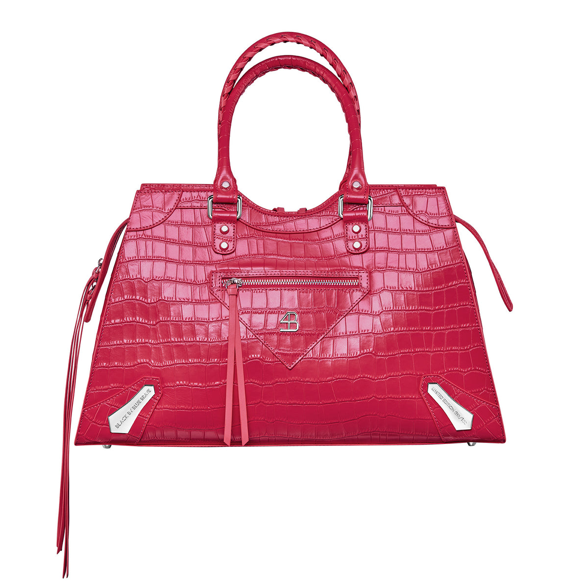 313 ROSE RED LEATHER HANDBAG (LIMITED EDITION) - BLACK BY BLUE BRAVE