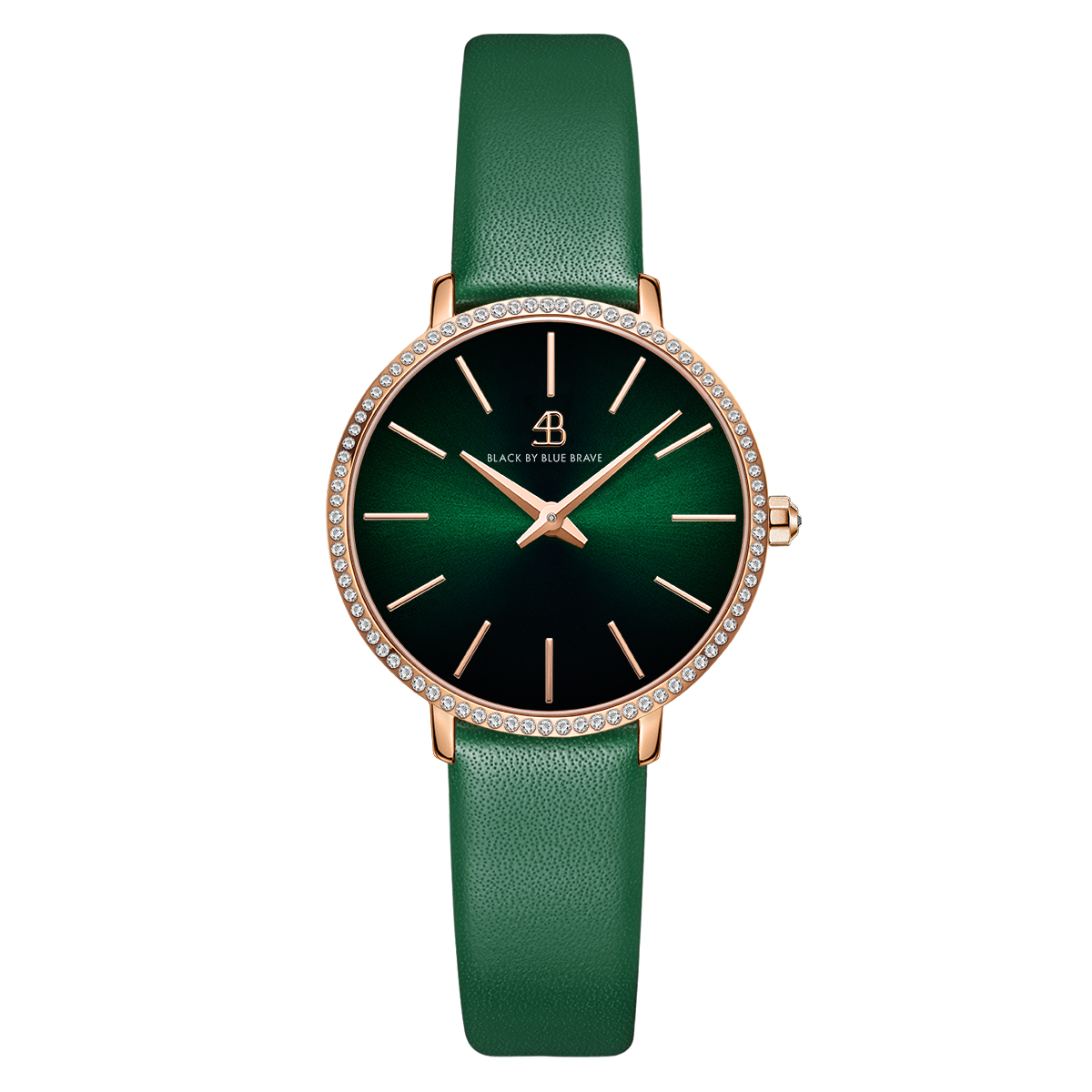 Shine Classic 32mm Green Dial Leather Strap Watch