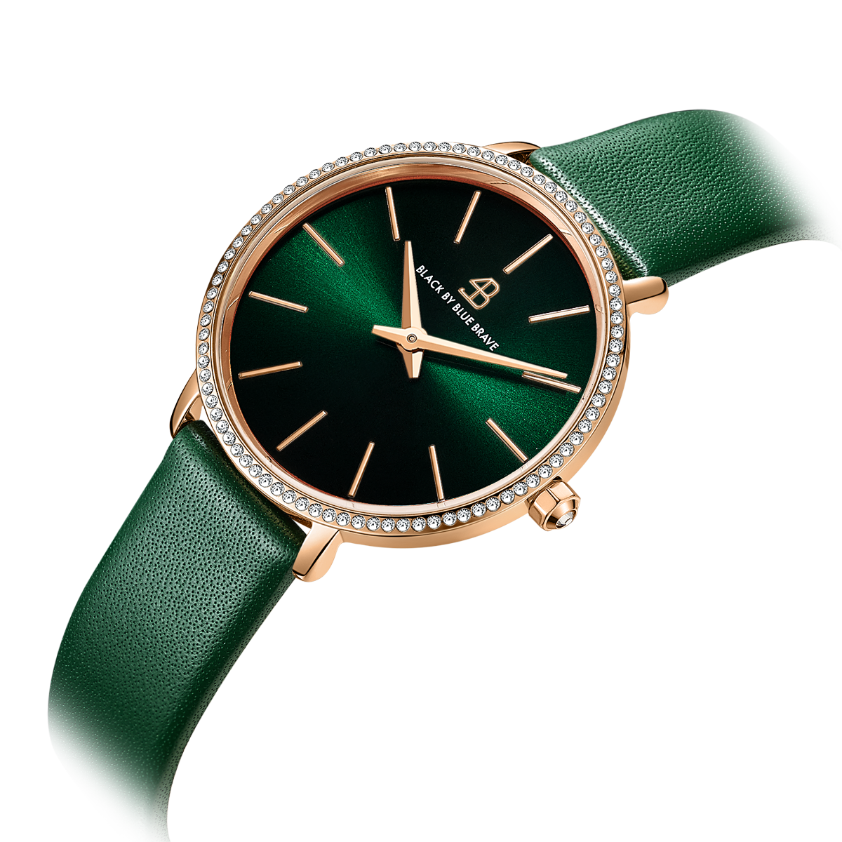 Shine Classic 32mm Green Dial Leather Strap Watch
