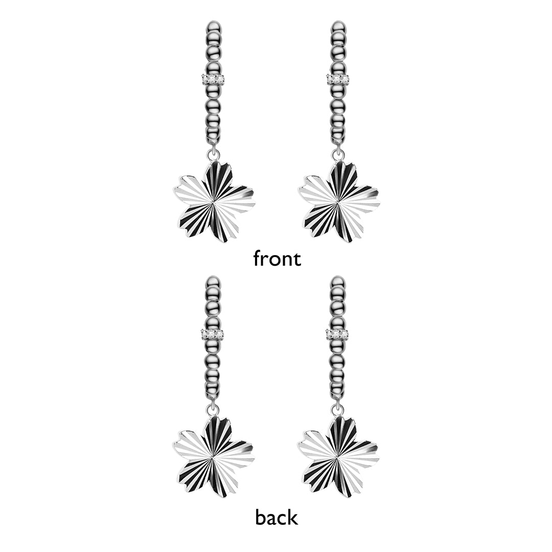 Cherry Blossom Gleam Sakura Silver Earrings (Platinum Plated)