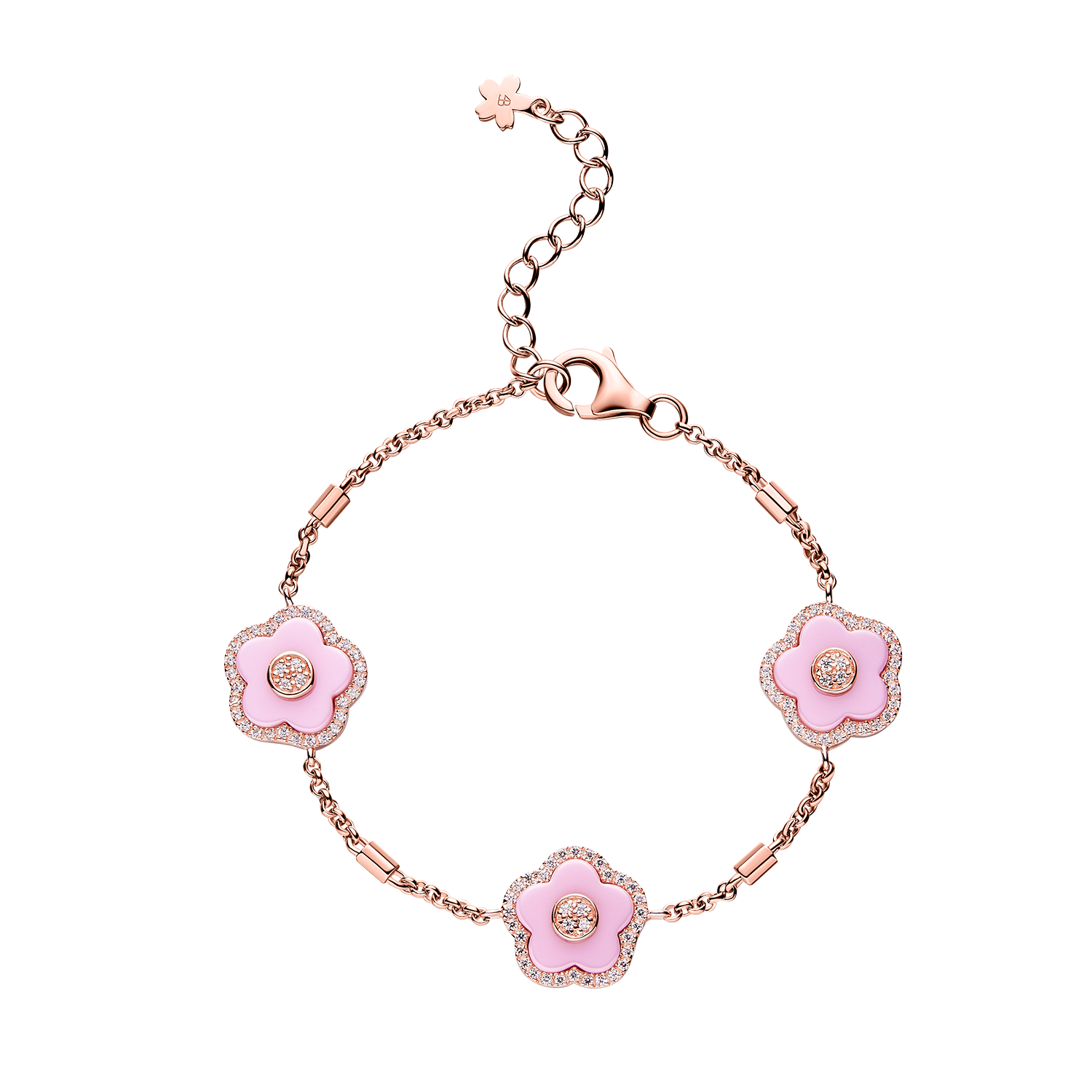 PINK DIAMOND CHERRY BLOSSOM CERAMIC WATCH WITH FLOWER CERAMIC JEWELLERIES (EARRINGS & NECKLACE & BRACELET & RING)