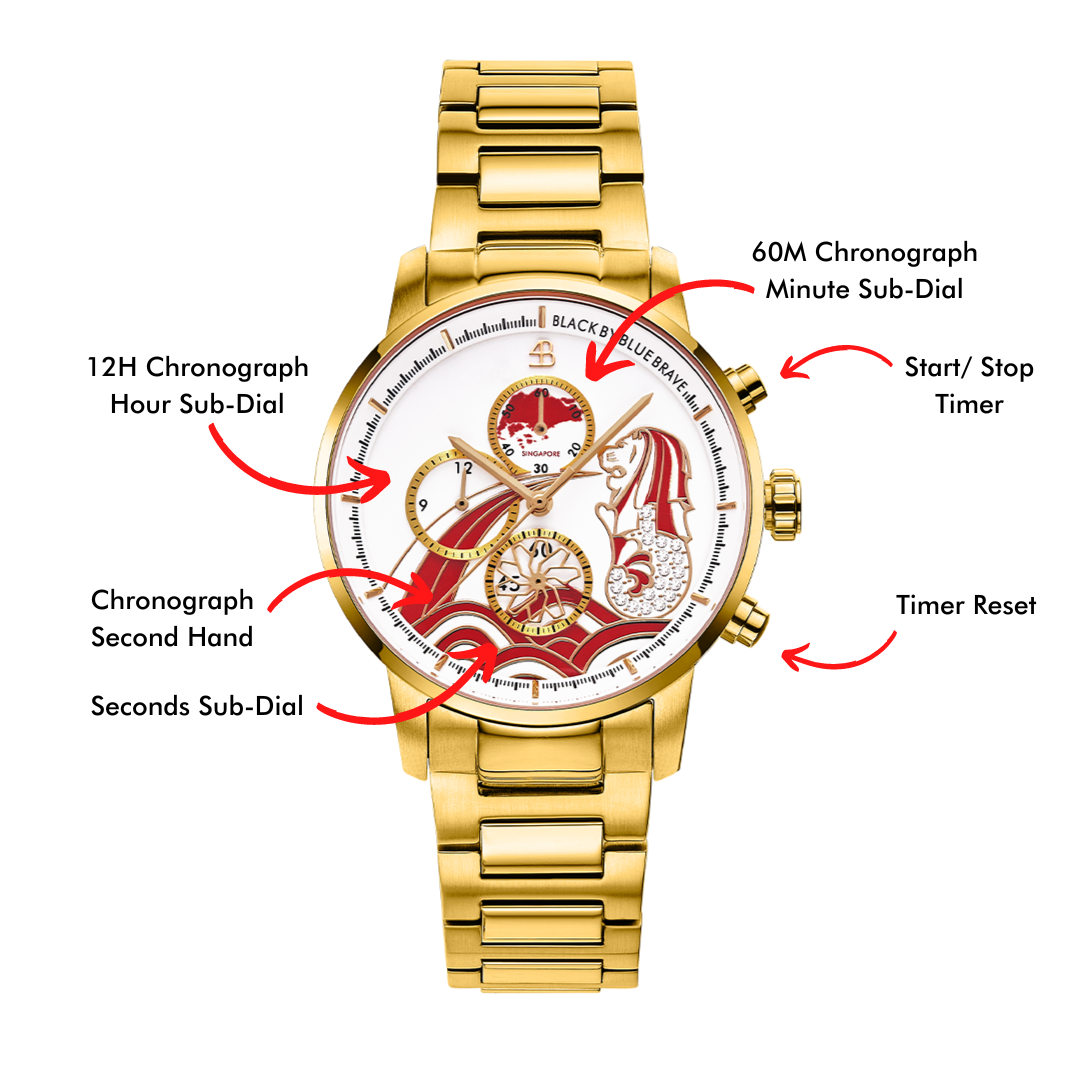 MERLION WATCH (GOLD WITH RED ACCENTS)