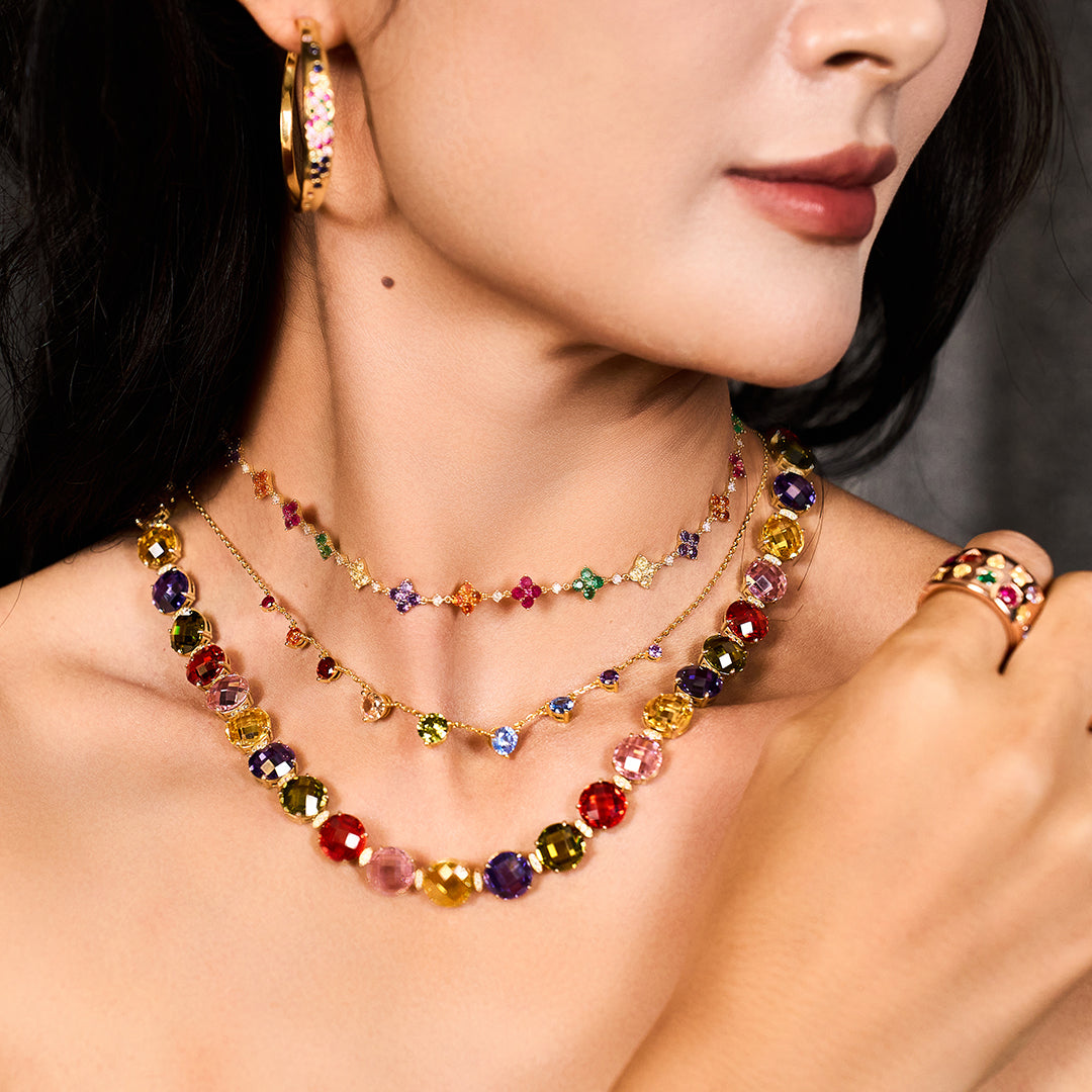 Love Wins Rainbow Zirconia Blossom Earrings Sterling Sliver Gold Plated