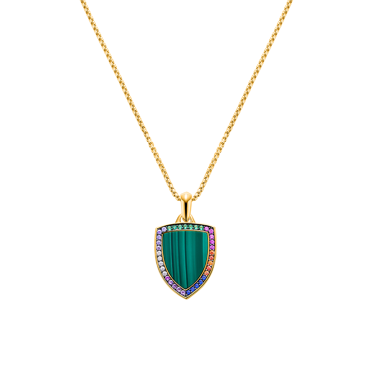 Love Wins Rainbow Zirconia Malachite Pendant Necklace