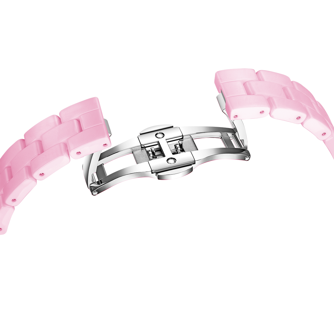 Cherry Blossom 34mm Pink Mother Of Pearl Dial Arabic Numeral Ceramic Watch - 4B1232 - Selling point map - Black By Blue Brave